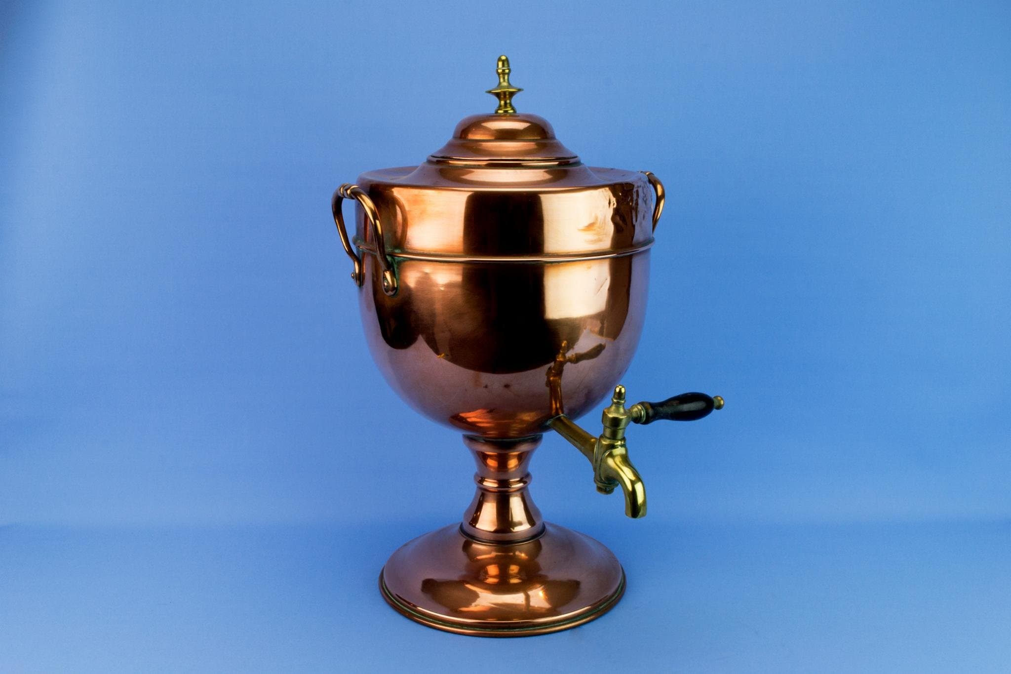 Large Copper Kettle Hot Water Urn Samovar Antique Victorian English Mid 19th Century