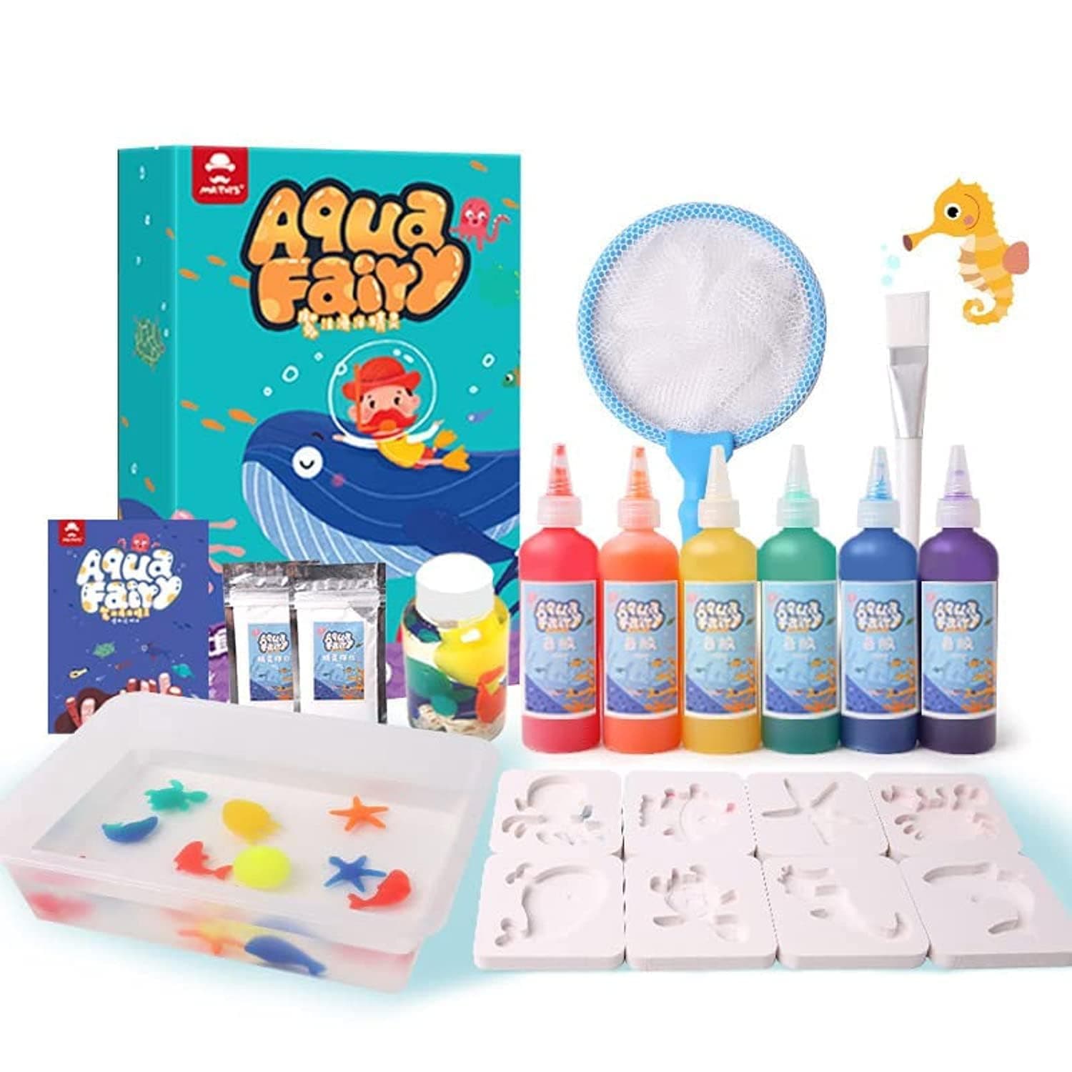 AUTOYSUR Children's Magic Water Elf Beads Toys Set, Magic Water Spirit Water Baby Puzzle Magic DIY Gel Art Craft Handmade Set Water Painting, Creative Activities (Ocean)