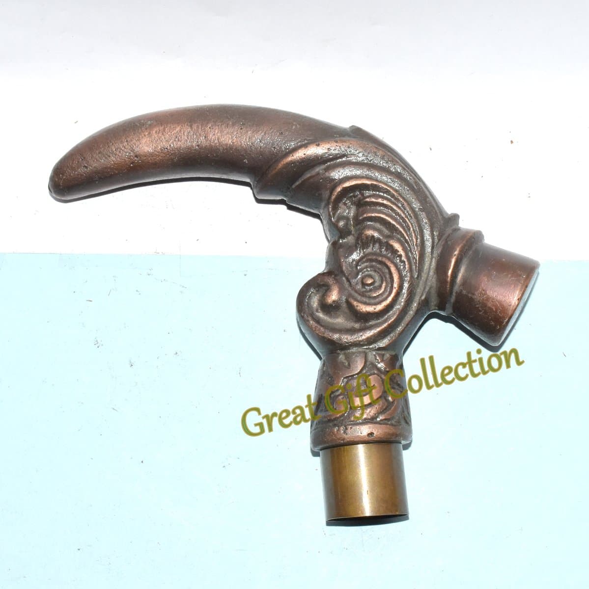 VICTORIAN ANTIQUE BRASS HEAD HANDLE DESIGN FOR WALKING STICK CANES SHAFT