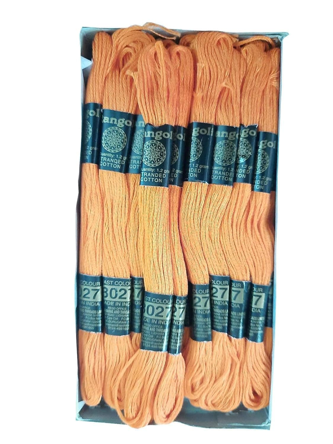 Anchor Cross Stich/Long Stich Embroidery Cotton Threads,Pack of 25, 8 Mt Each Skeins (Light Orange)