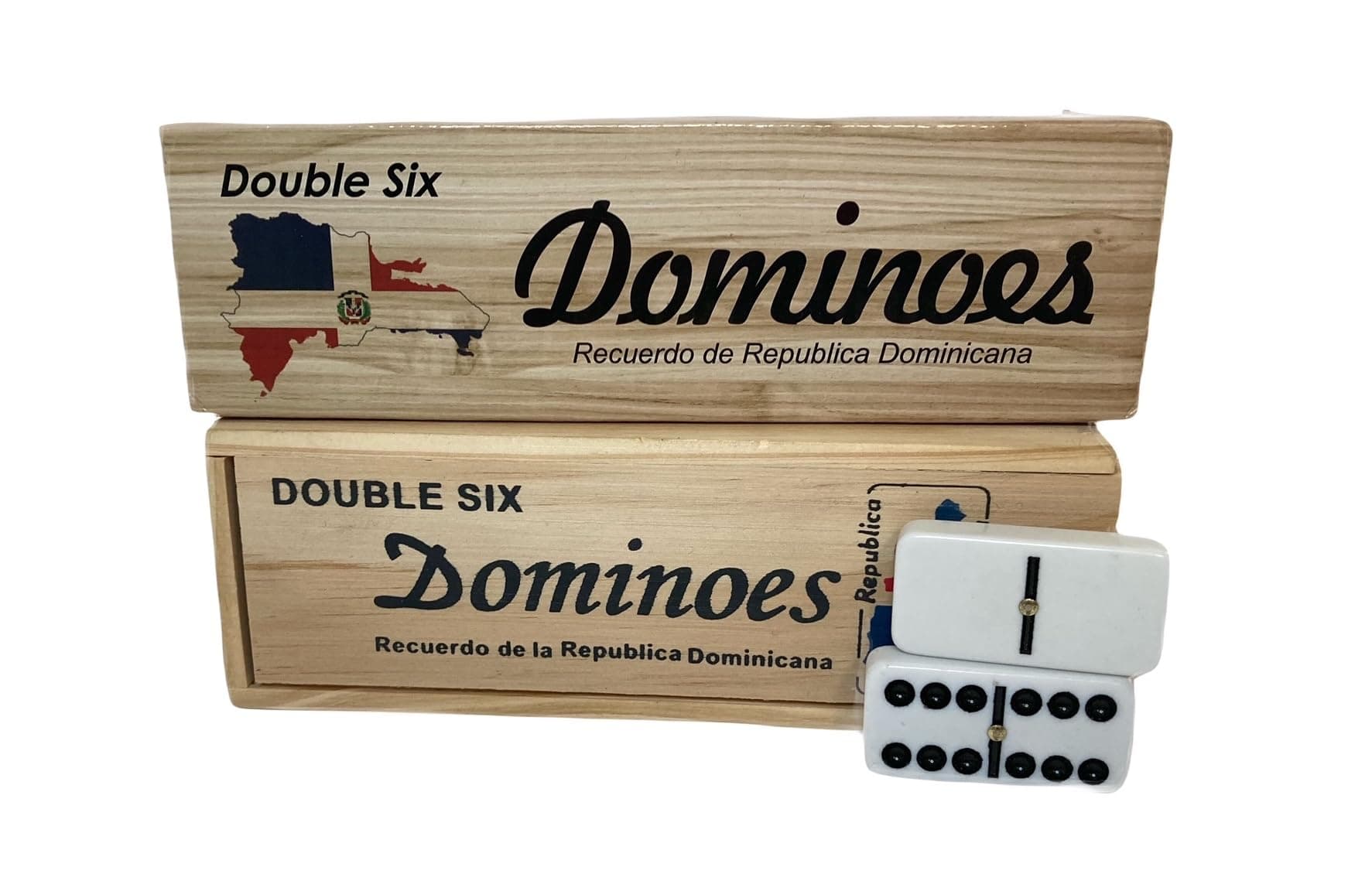 Dominican Republic Country Flag Engraved Dominoes Double Six
