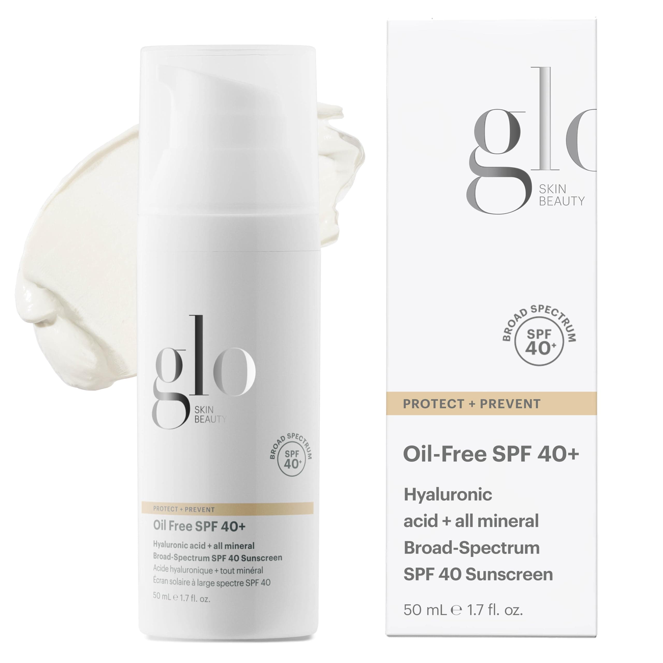 Oil Free SPF 40+ Hyaluronic Acid Infused All Mineral Sunscreen - Protect Against Sun Damage & Aging Environmental Skin Stressors - Weightless, Invisible Finish