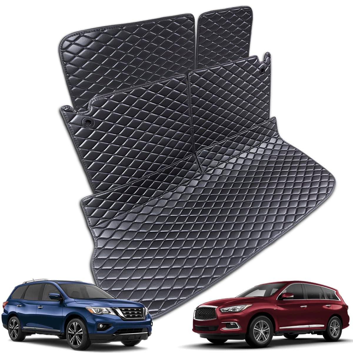 Cargo Mat Compatible with 2013-2020 Nissan Pathfinder ＆ Infiniti QX60 JX35 Trunk Mat & 2ND+3RD Row Rear Backrest Cargo Liners (The 3RD Row Seat NOT Have The Power Return Function)