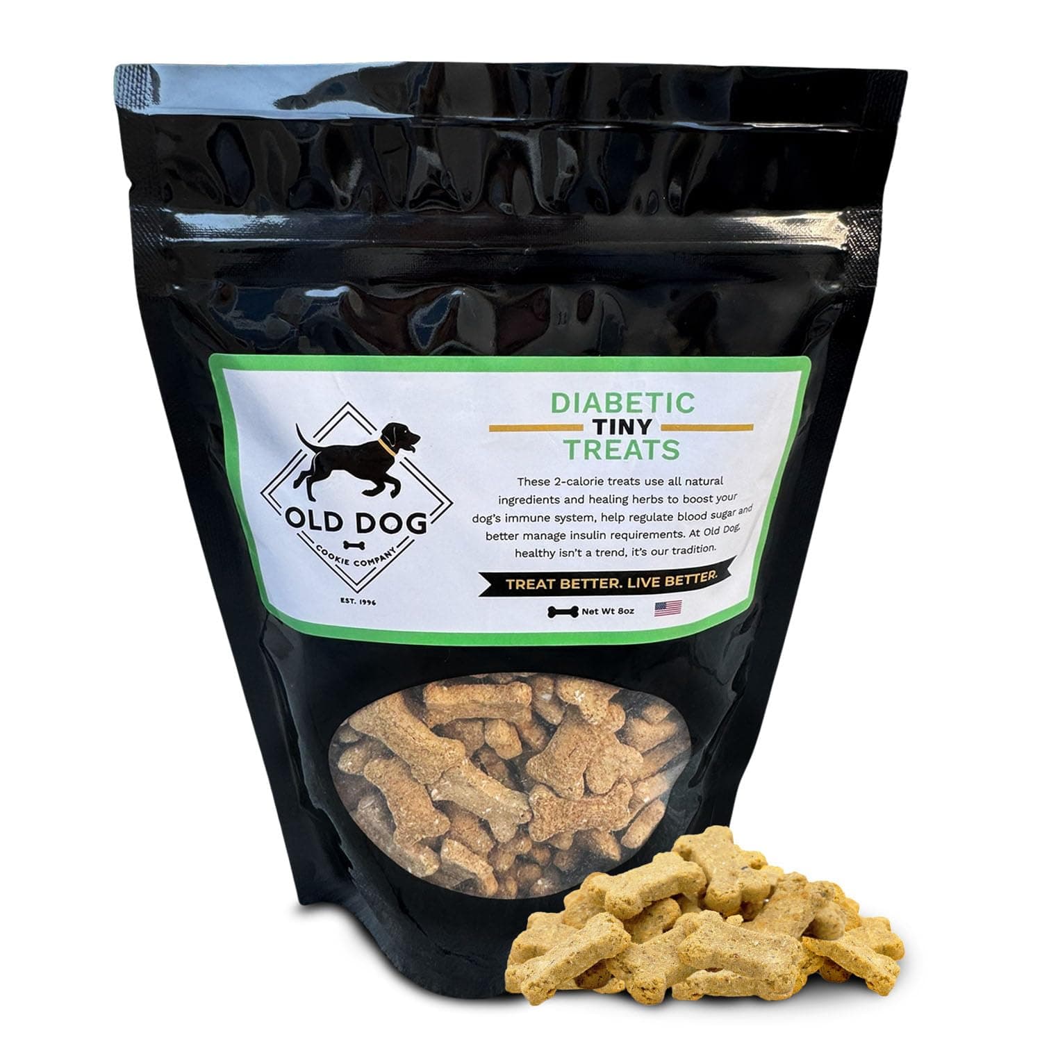 Tiny Diabetic Dog Treats | All Natural, 2 Calorie, Vet Approved Pet Snacks | Top Treat for Dogs | Healthy Chews for Large, Medium & Small Breeds | 8 oz