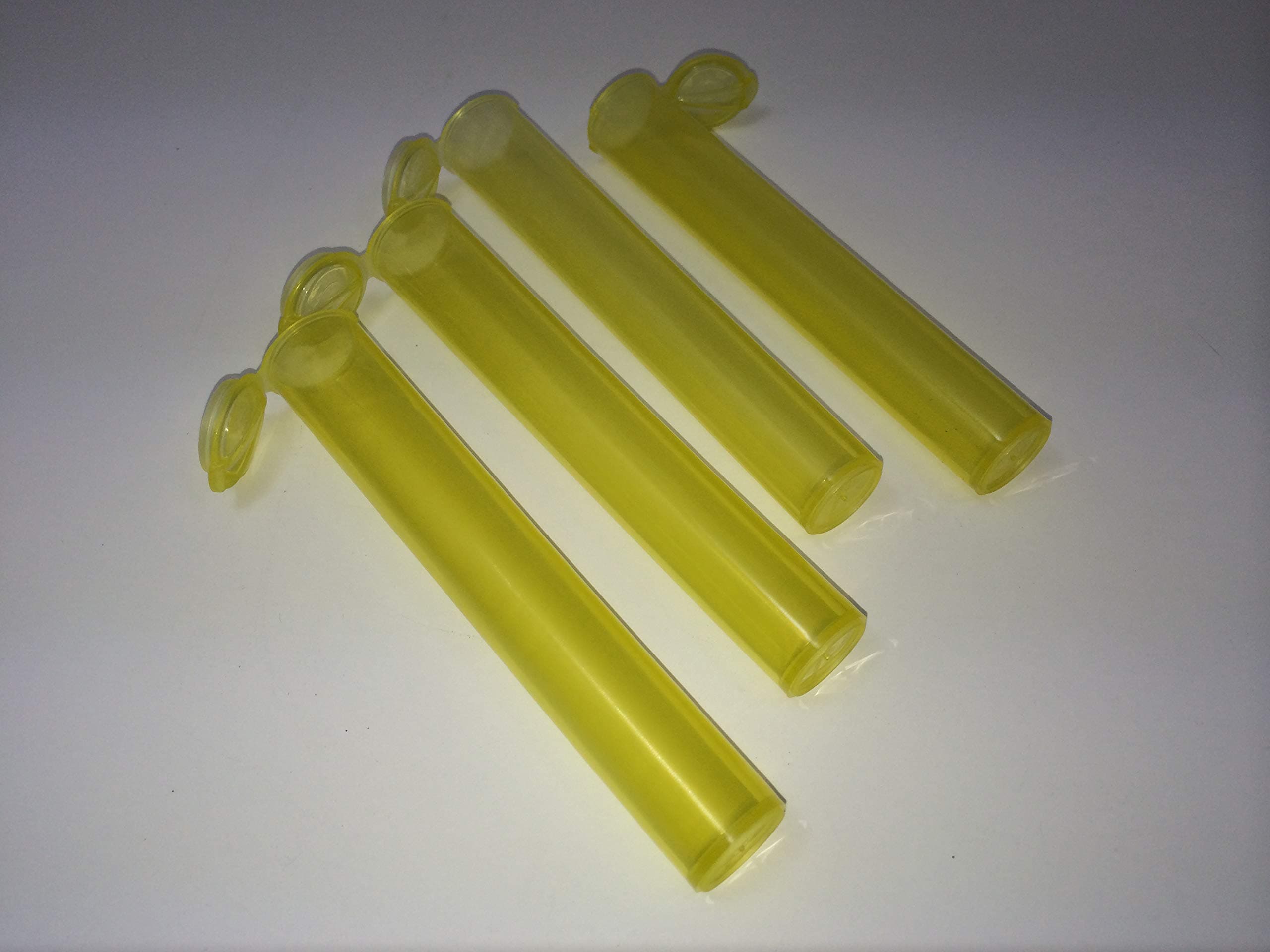 Set of (8) Cute Containers Poppers Medical Rx Prescription Vial Tube Doob Waterproof Odor Proof 4.5" Long (Transparent) (Yellow)