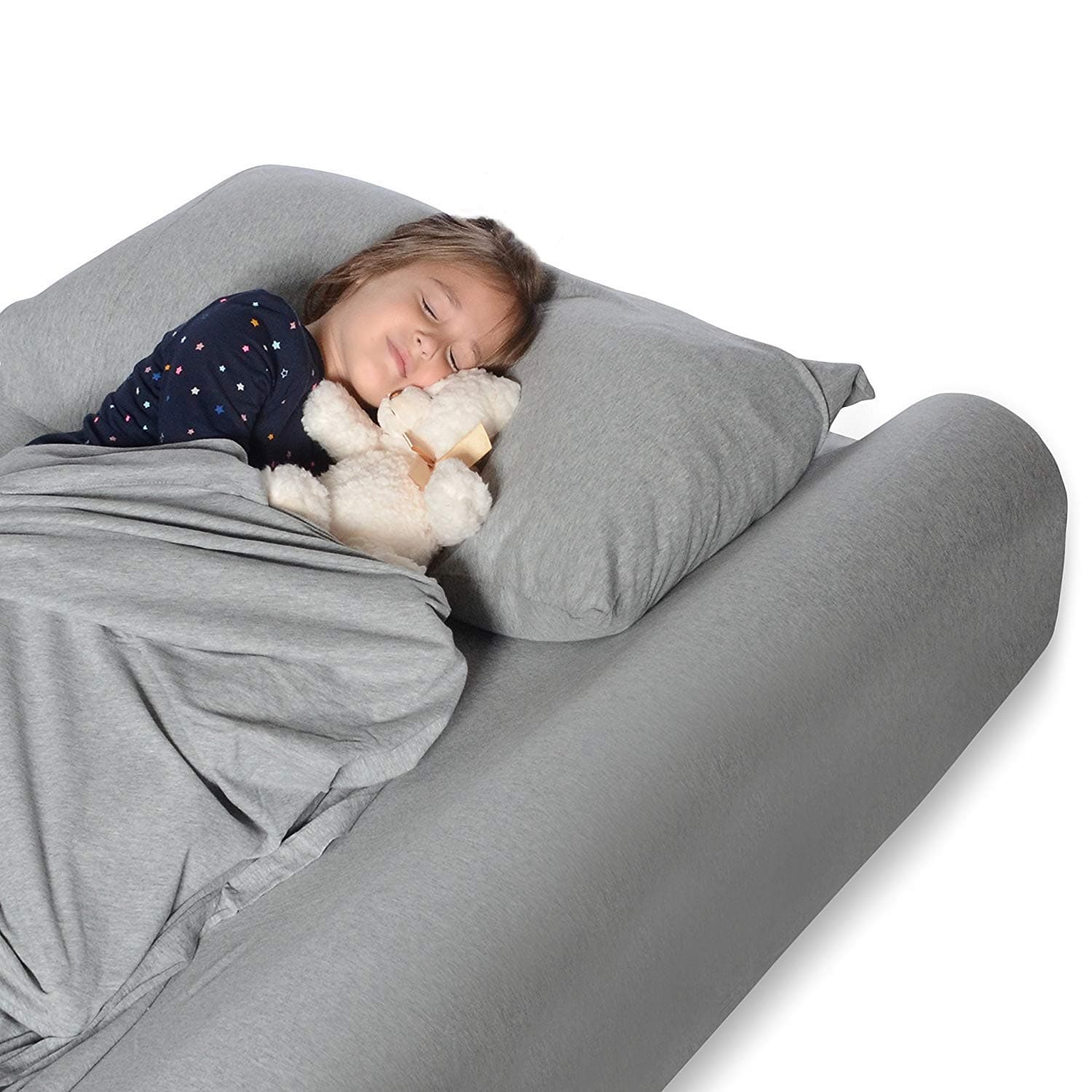 METRON Toddler Bed Bumper | Soft Foam Bed Rail for Baby Safety | 1-Piece Side Pillow Guard for Kids and Toddlers | Bed Safety Guard Rail for Infants, Children, and Active Sleepers