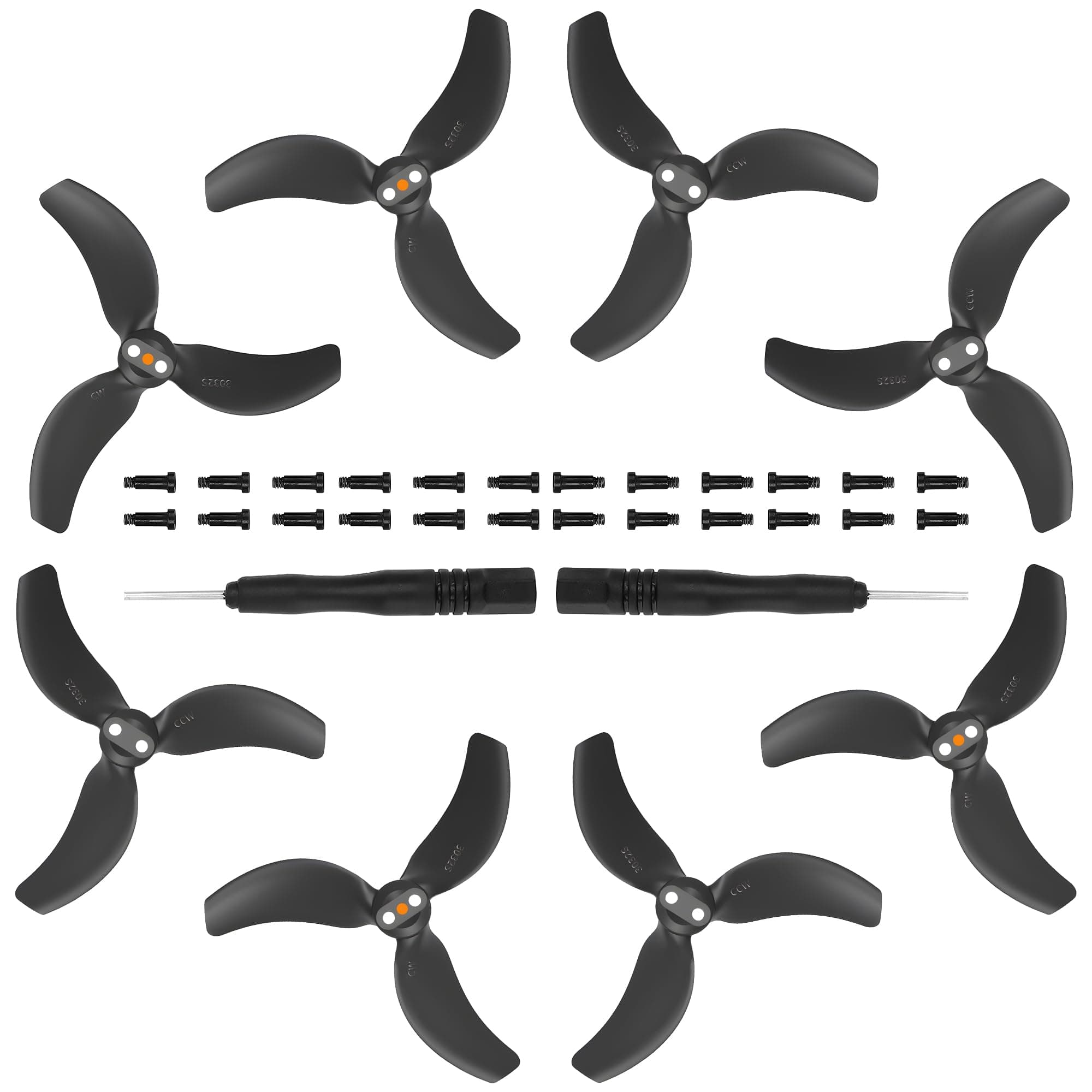 8Pcs Avata 2 Propellers Replacement Prop Blades 3032S Low Noise Wings for DJI Avata 2 Drone Accessories Black Tips