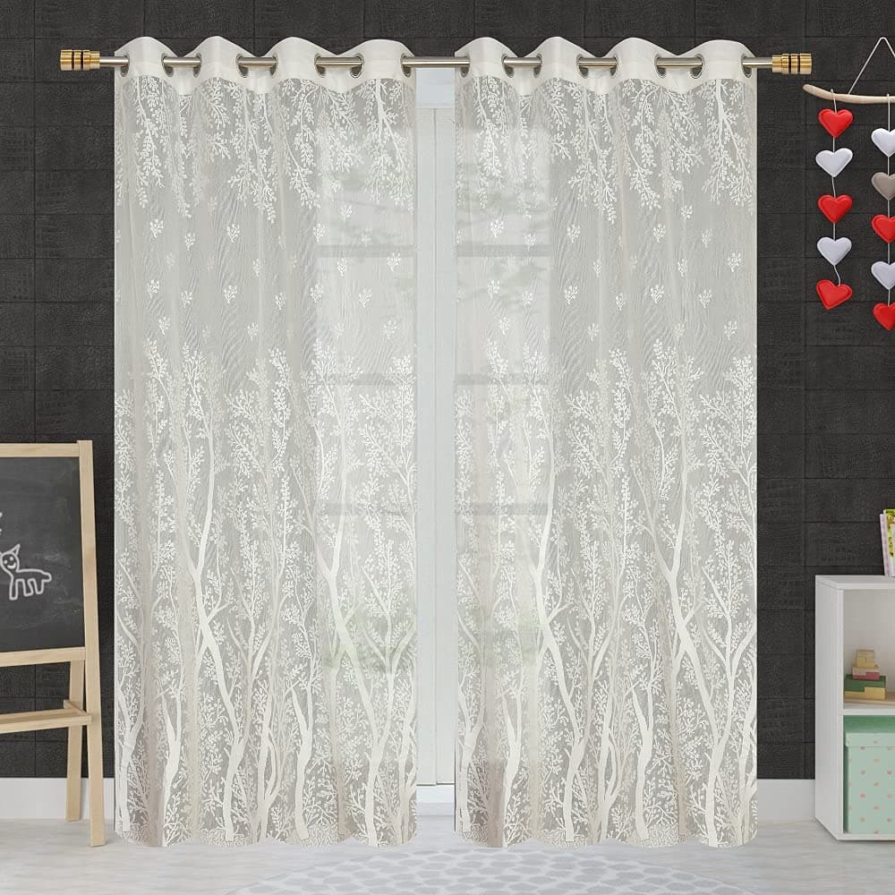 Soulful Creations Heavy Net Imported Panel Curtains| Net Curtains for Home|Curtains for Bedroom & Living Room,Semi-Transparent Sheer Curtain (White, Pack of 5 pcs)