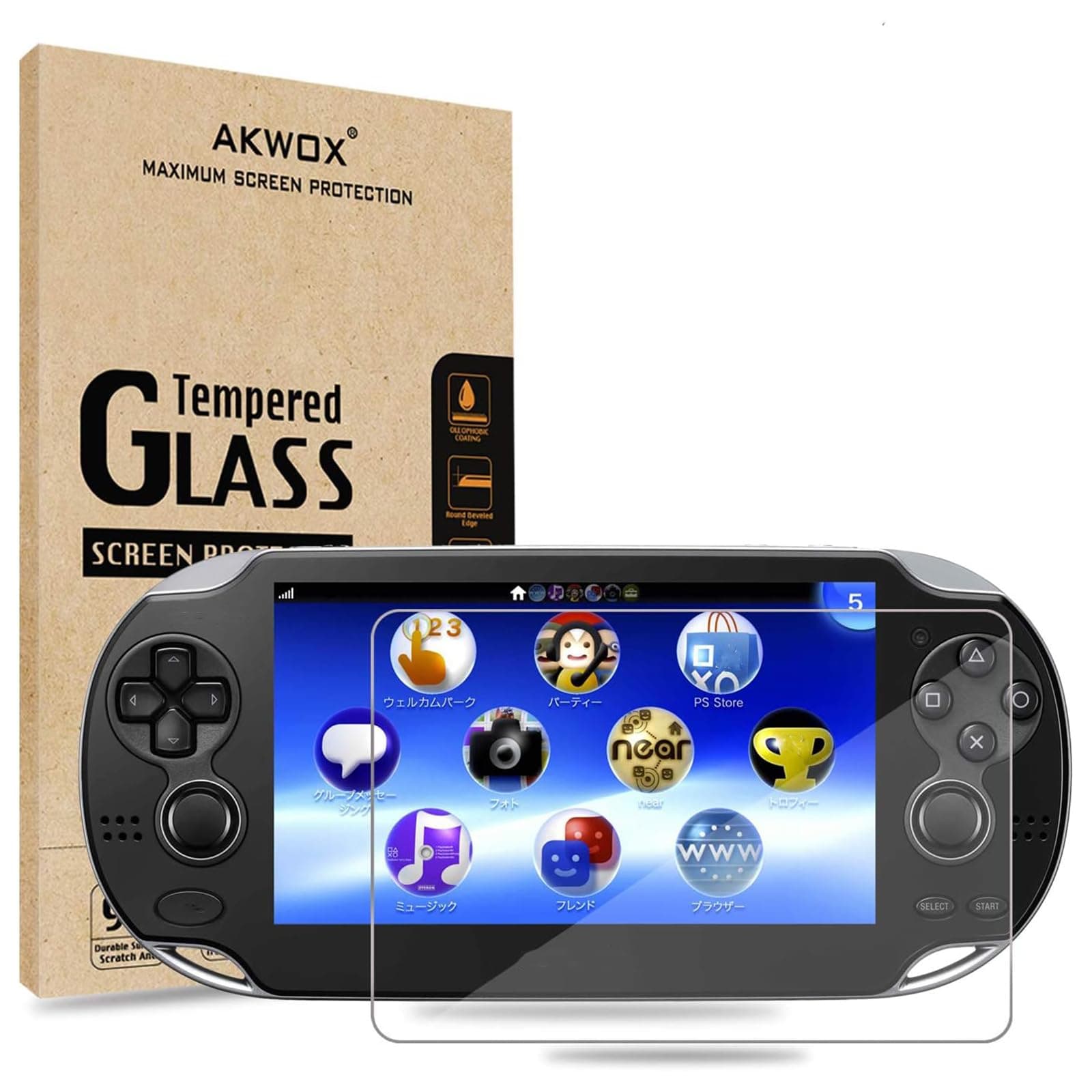 AKWOX (Pack of 2) Screen Protector for PS Vita 1000, Akwox HD Clear 9H Tempered Glass Screen Protective Film for Sony Playstation Vita PSV 1000-Max Clarity and Touch Accuracy Film