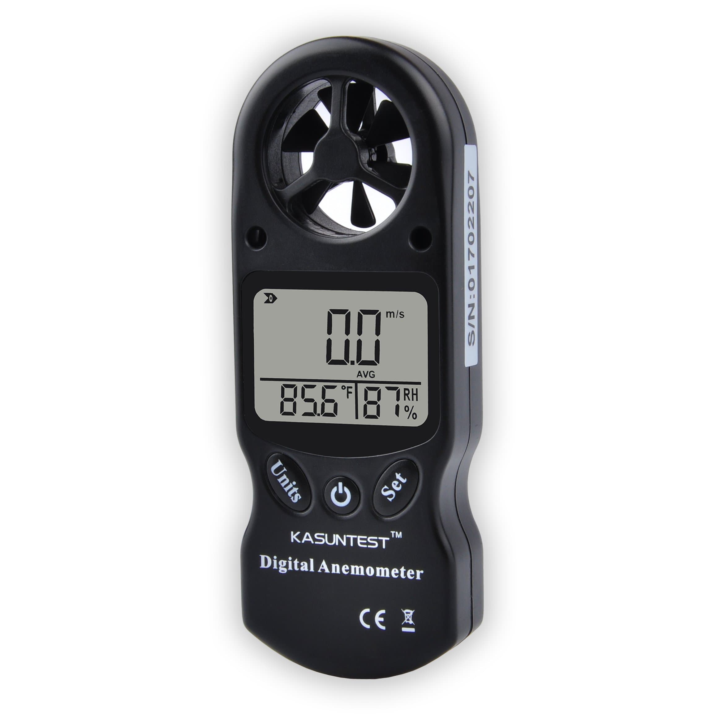 KASUNTEST 3 in 1 Digital Anemometer LCD Wind Speed Meter Gauge Air Flow Velocity Tester with Temperature and Humidity Measurement KT300