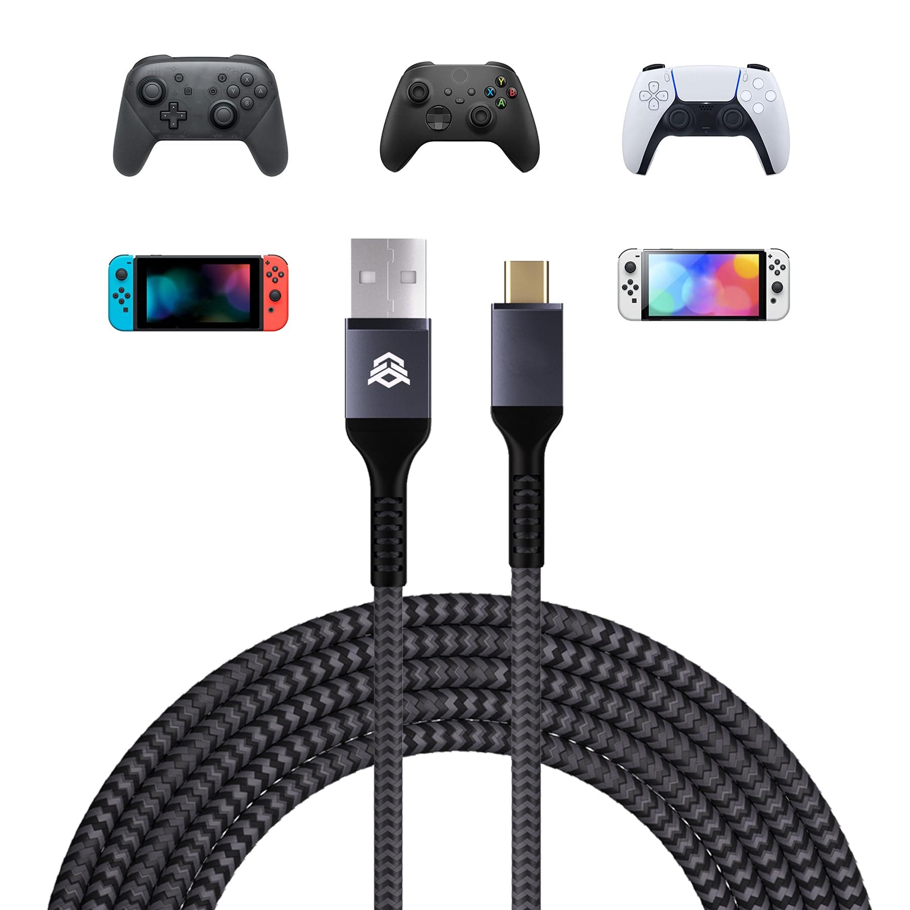 13.12FT Charging Cable for ps5 Controller, Replacement USB C Cord for Gamepad, Universal Data Cord Accessories for Xbox Core/Elite Series 2 / Switch Pro Controller