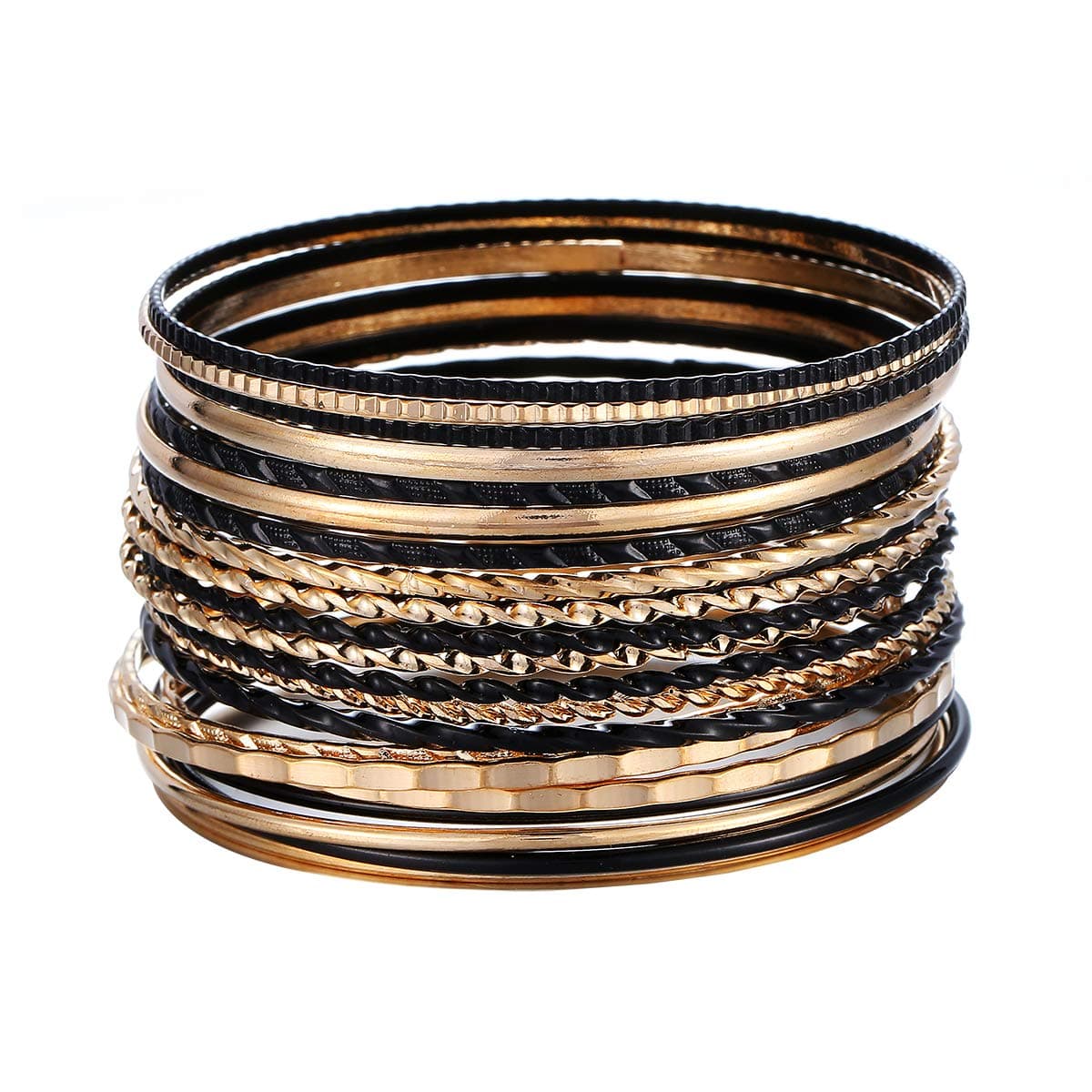 Gold Black Color Indian Multiple Metal Bracelets & Bangles Set For Women Luxury 22Pcs/Set