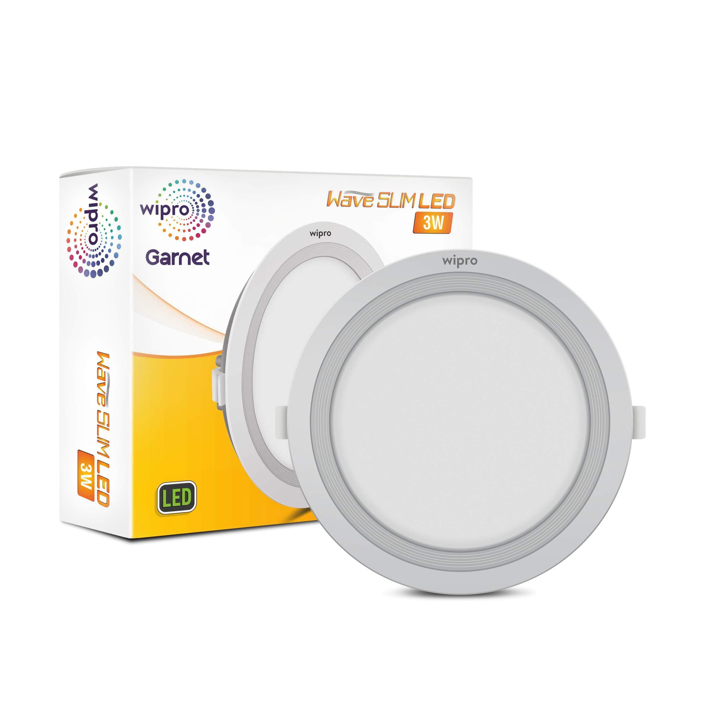 Wipro Garnet 3-Watt Wave Slim Panel Light (Cool Day Light, White)