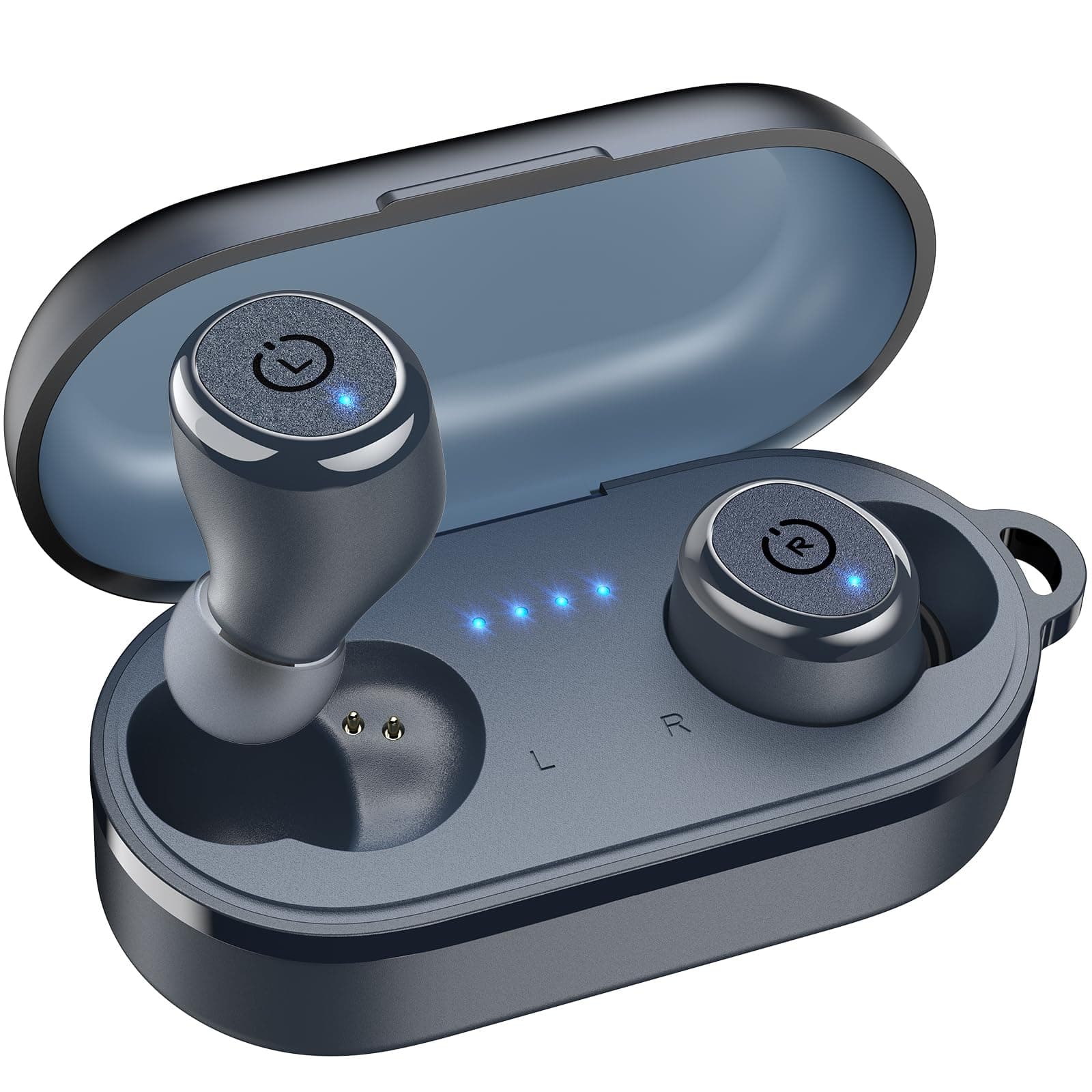 TOZO T10 Wireless Earphones Bluetooth 5.3 Headphones, APP Customized EQ, Ergonomic Design, 55H Playtime, Wireless Charging Case, IPX8 Waterproof Powerful Sound In-Ear Headset Blue