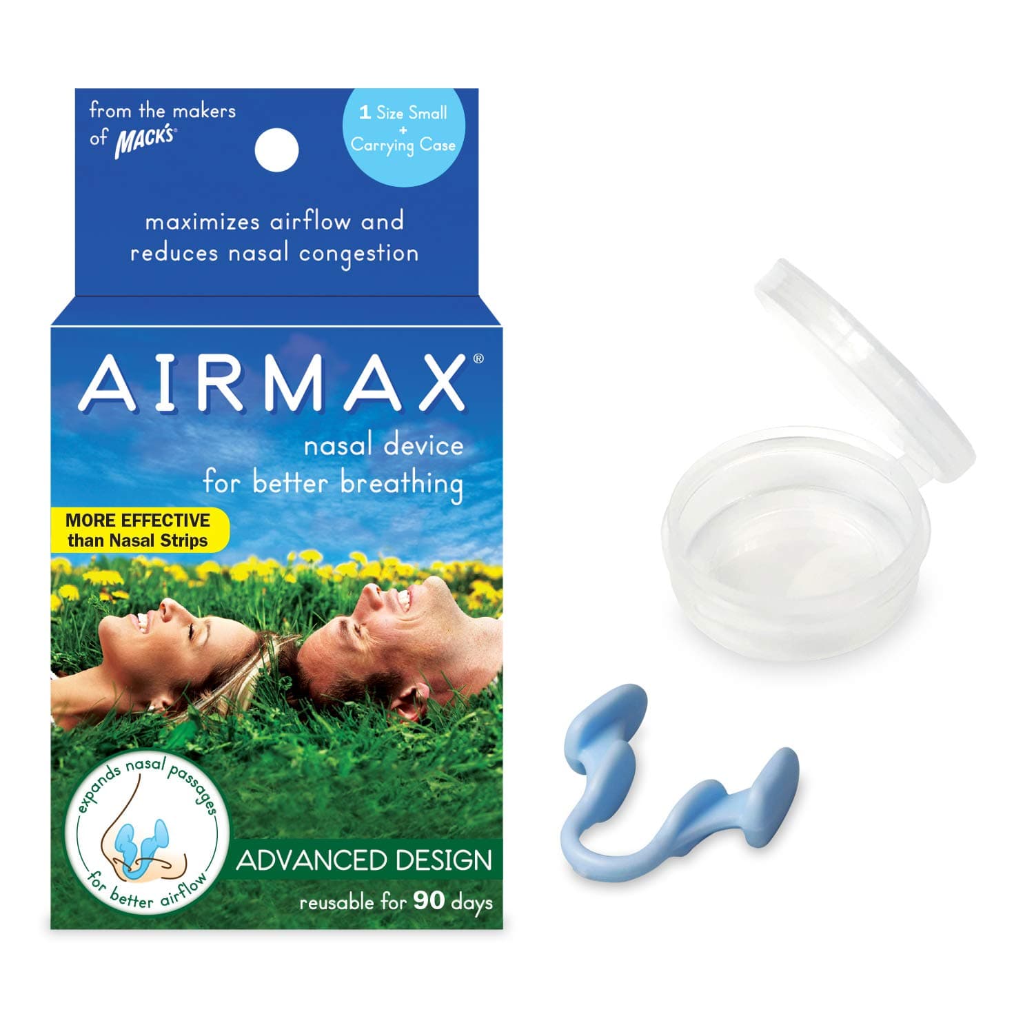 AIRMAX Nasal Dilator for Better Breathing – Natural, Comfortable, Breathing Aid Solution for Maximum Airflow and Reduced Nasal Congestion (Small - Blue)