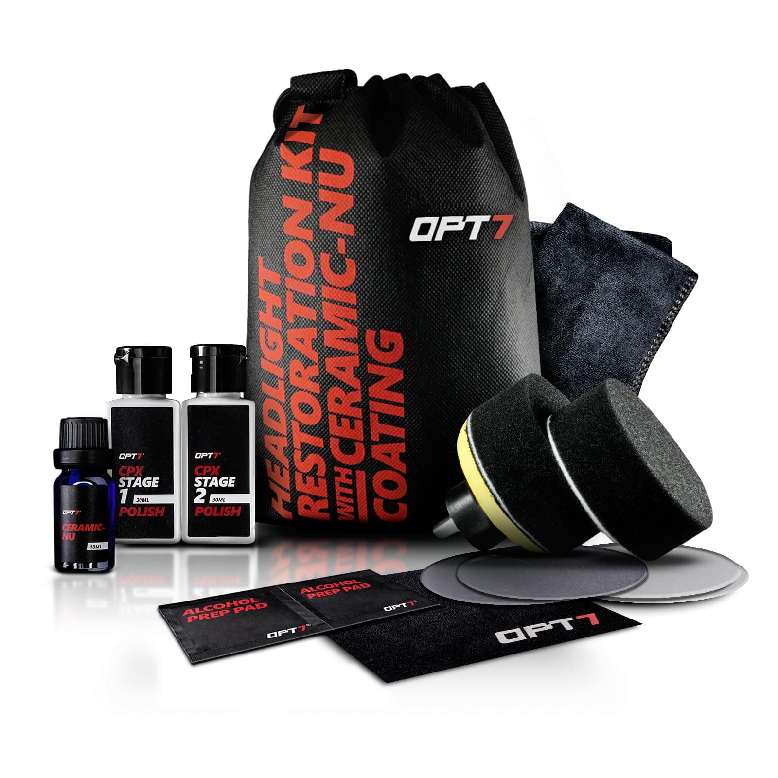 Headlight Restoration Kit with Exclusive Ceramic Nu Coating - Professional Detailers Grade - Lens Polisher Drill Set