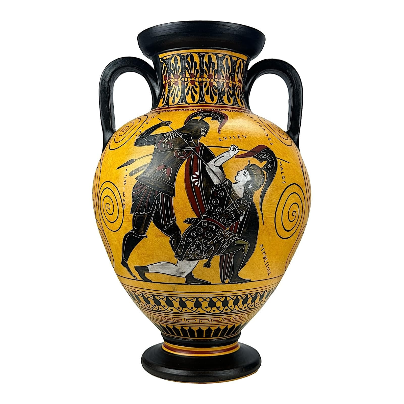 greekartshop Generic Amphora Achilles Slaying Penthesilea Ancient Greek Vase Pottery Museum Copy 530 BC