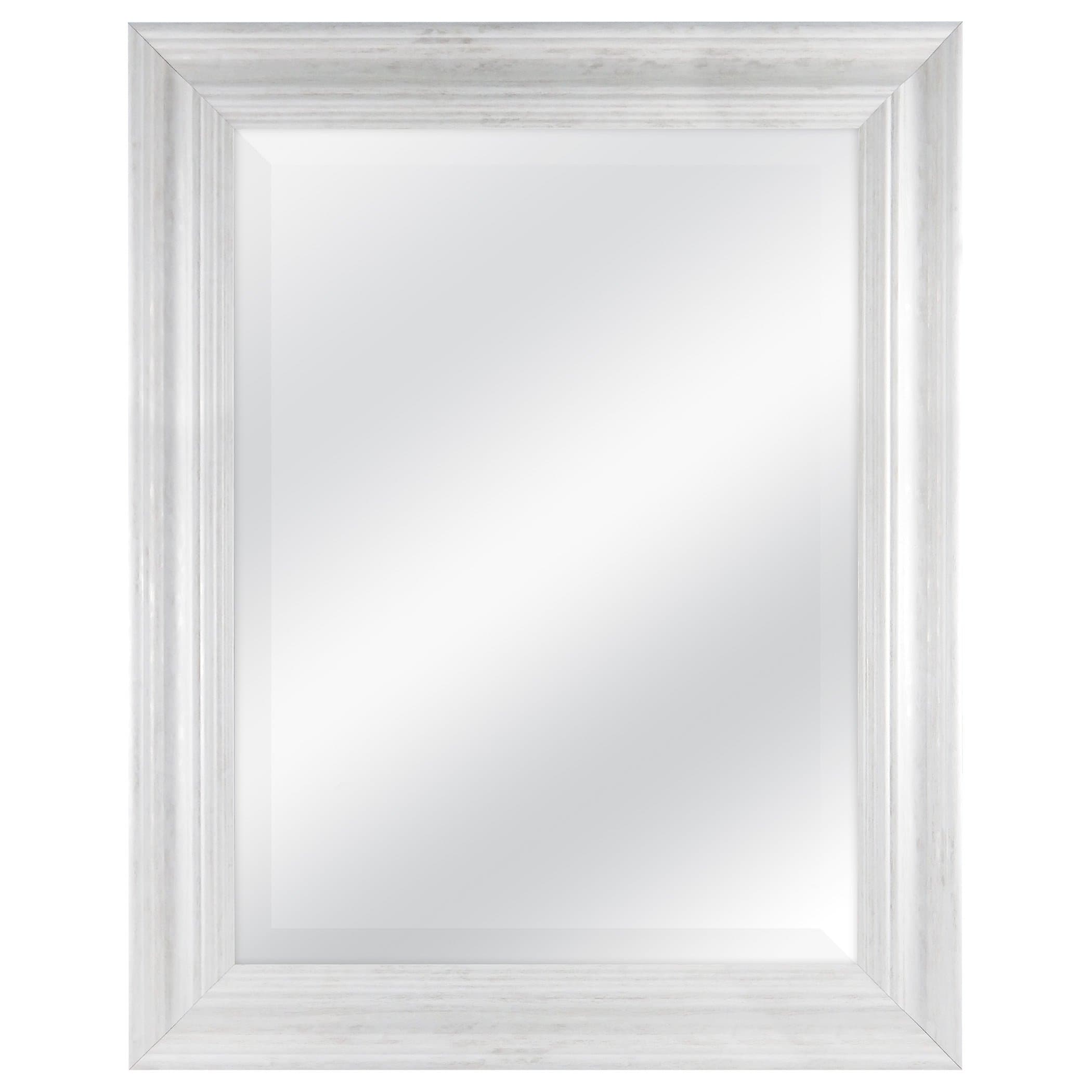 18 by 24 inch Scoop Mirror, 23.5 by 29.5 inch Outside Dimension, White Wash Finish 20547