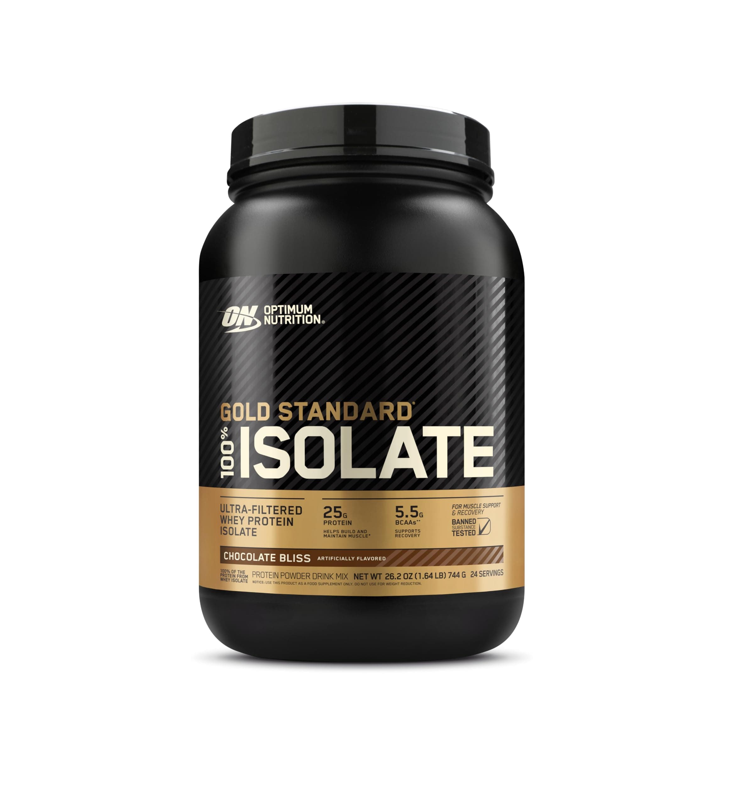 (ON) Gold Standard 100% Isolate, 25 Grams of Protein, Hydrolyzed And Ultra-Filtered Whey Protein Isolate - Chocolate Bliss, 1.64 Lbs, 24 Servings (744 G)
