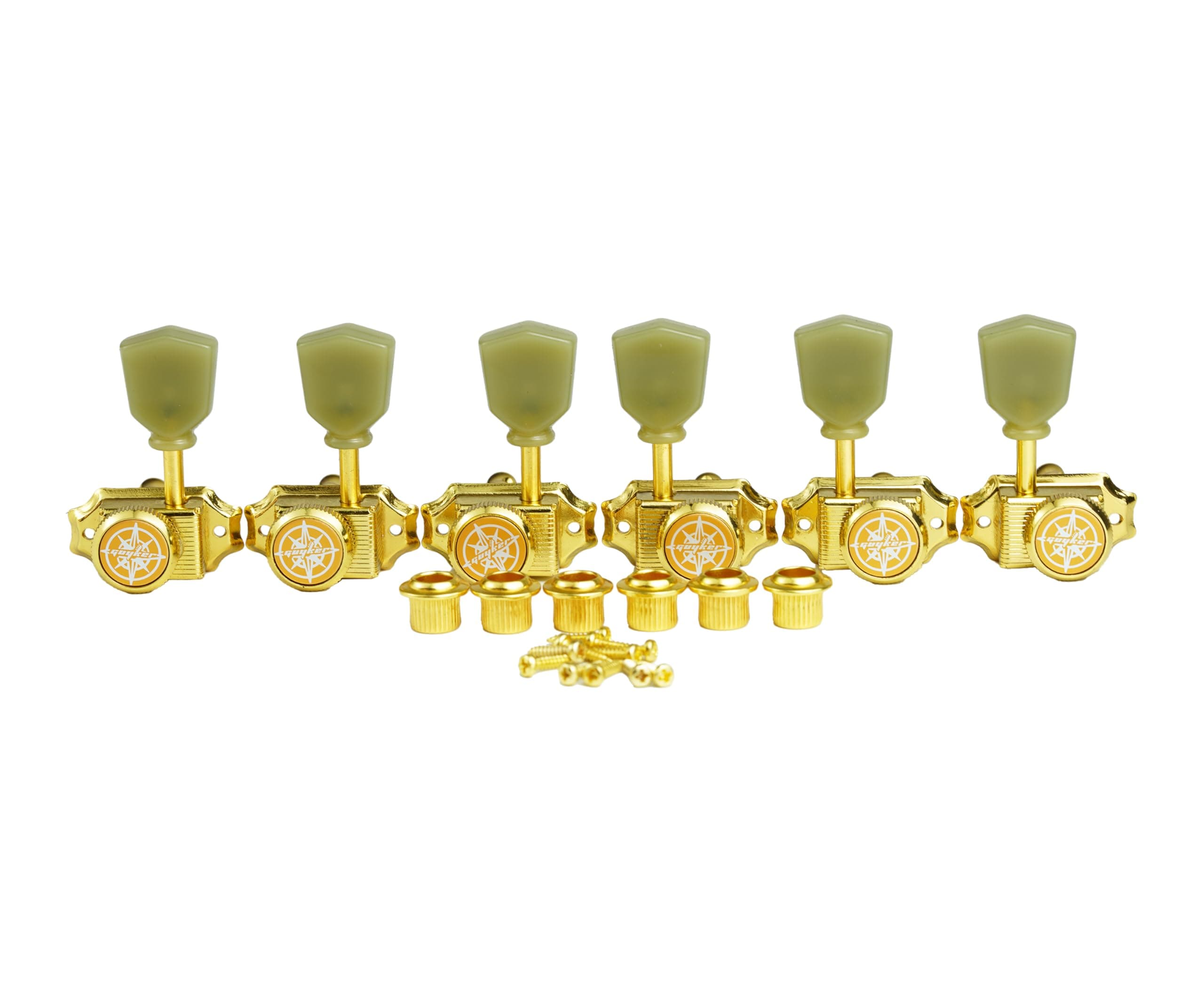 Guyker 3x3 Vintage Style Locking Guitar Machine Heads – 1:15 Ratio Lock Strin...