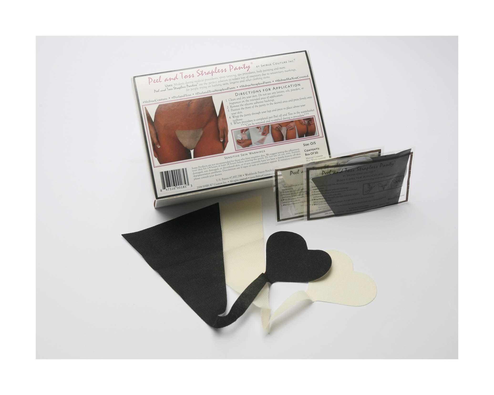 Shibue Couture Panty Box Set of 12 Self Adhesive Disposable Thong Without Side Bands – White, Small/Medium