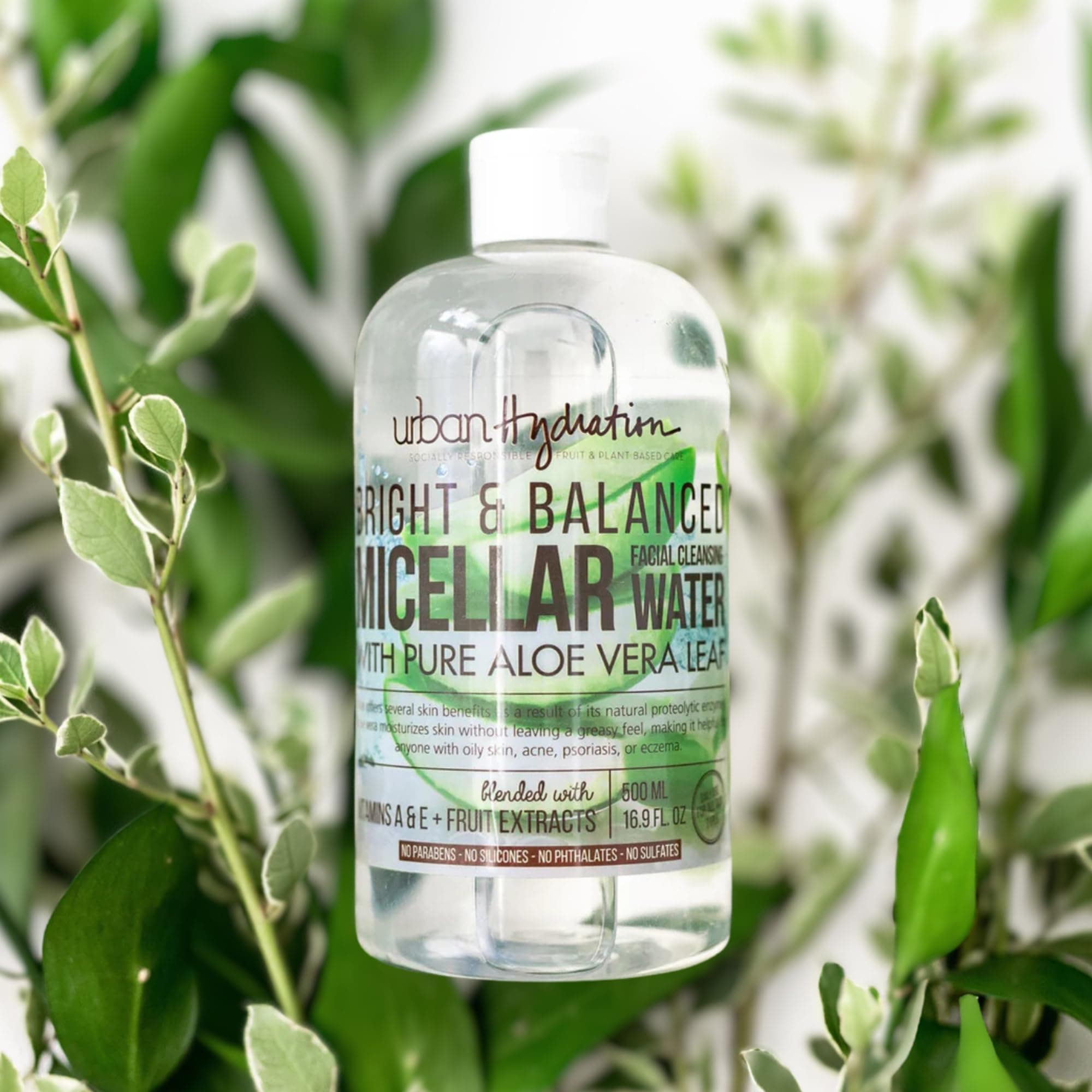 Urban Hydration Bright & Balanced Aloe Vera Leaf Micellar Water 10 OZ |Dirt & Make-up remover| Gentle Cleanser for All Skin Types | Hydrates & Purifies |Alcohol-Free, Paraben-Free (10 Oz)