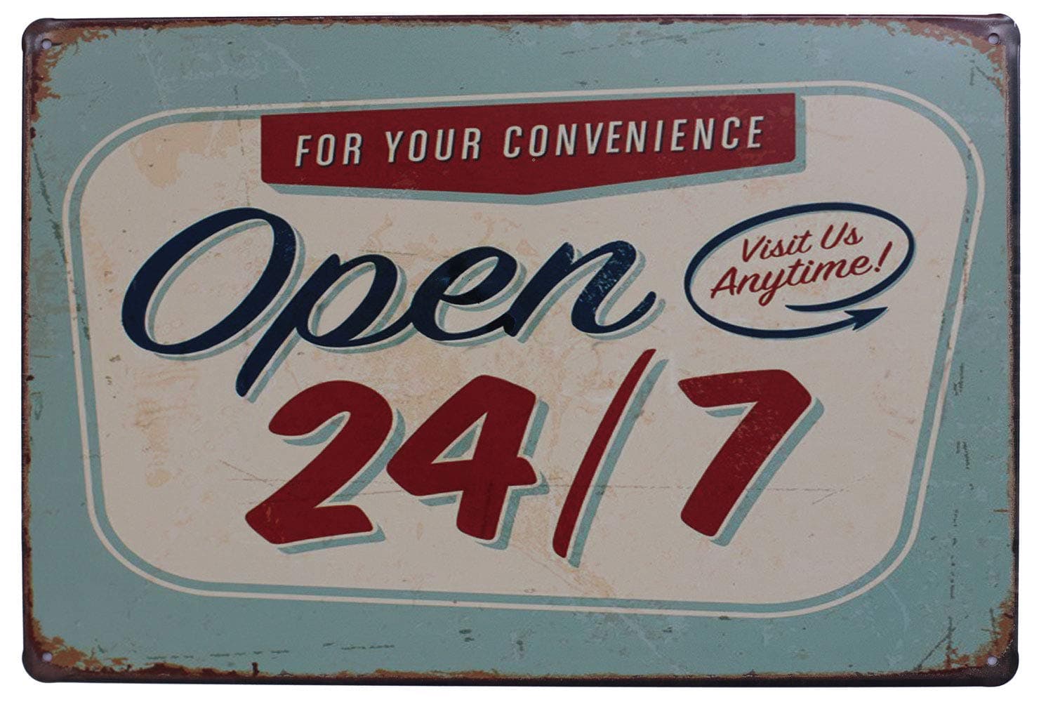 UOOPAI Open 24/7 Funny Tin Sign Bar Pub Garage Diner Cafe Plaque Wall Decor Home Decor Art Poster Retro Vintage