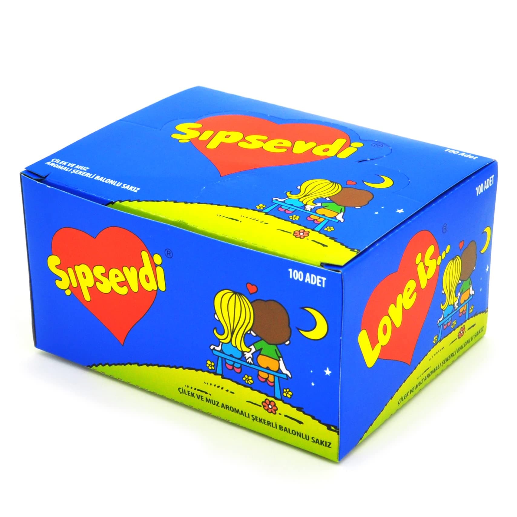 Love Is (Sipsevdi) Bubble Gum, Strawberry and Banana Flavoured Sugar Gum 1 Pack 100 Pieces