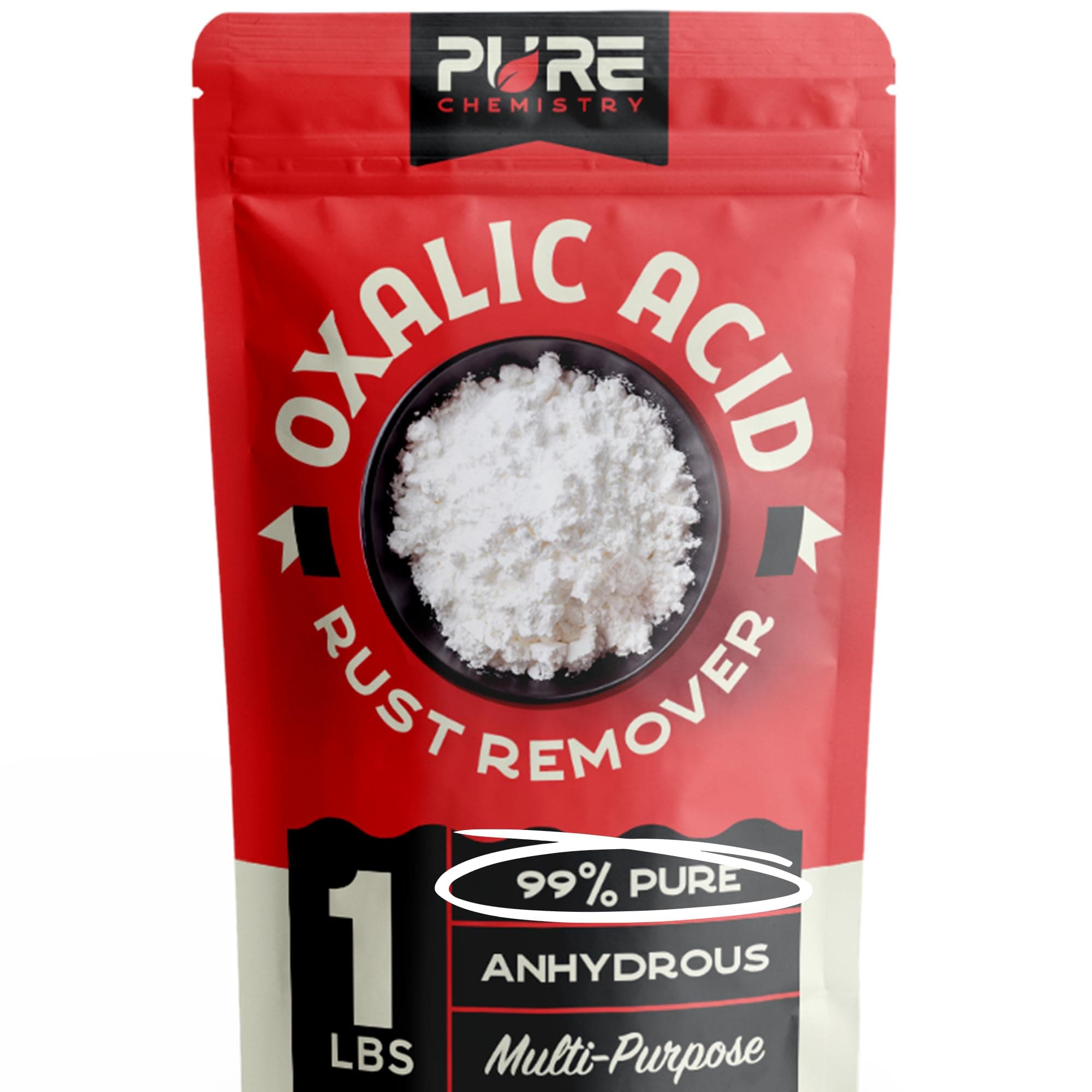 Oxalic Acid for Wood Bleach - 1 lbs 99.9% Pure Fine Powder - Highly Effective Multipurpose Cleaner - Used as a Wood Stain Remover and Rust Remover - Industrial Grade Strength