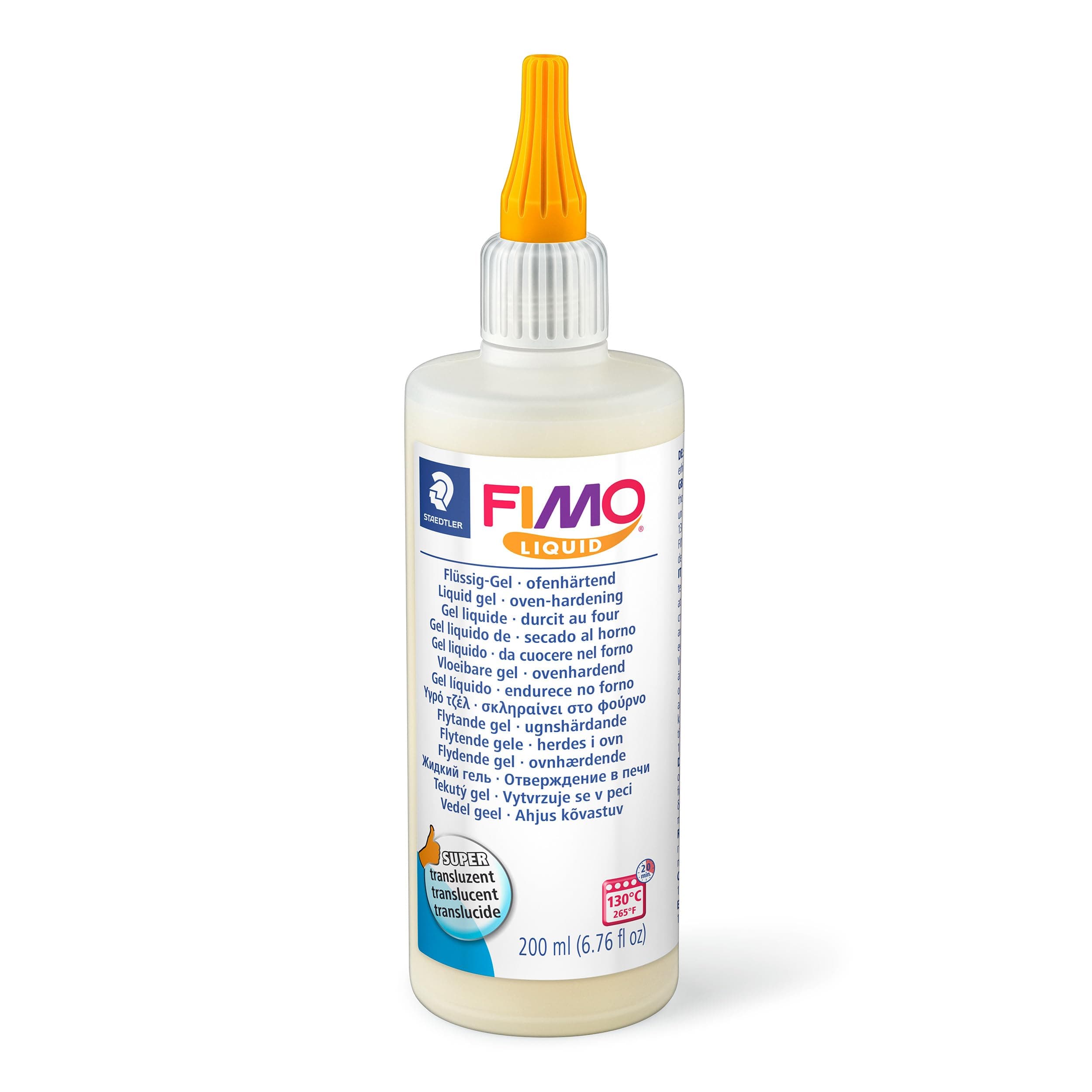 STAEDTLER 8051-00 FIMO Liquid Oven-Hardening Decorating Gel for Polymer Clay Modelling - Translucent (1 x 200ml Bottle)