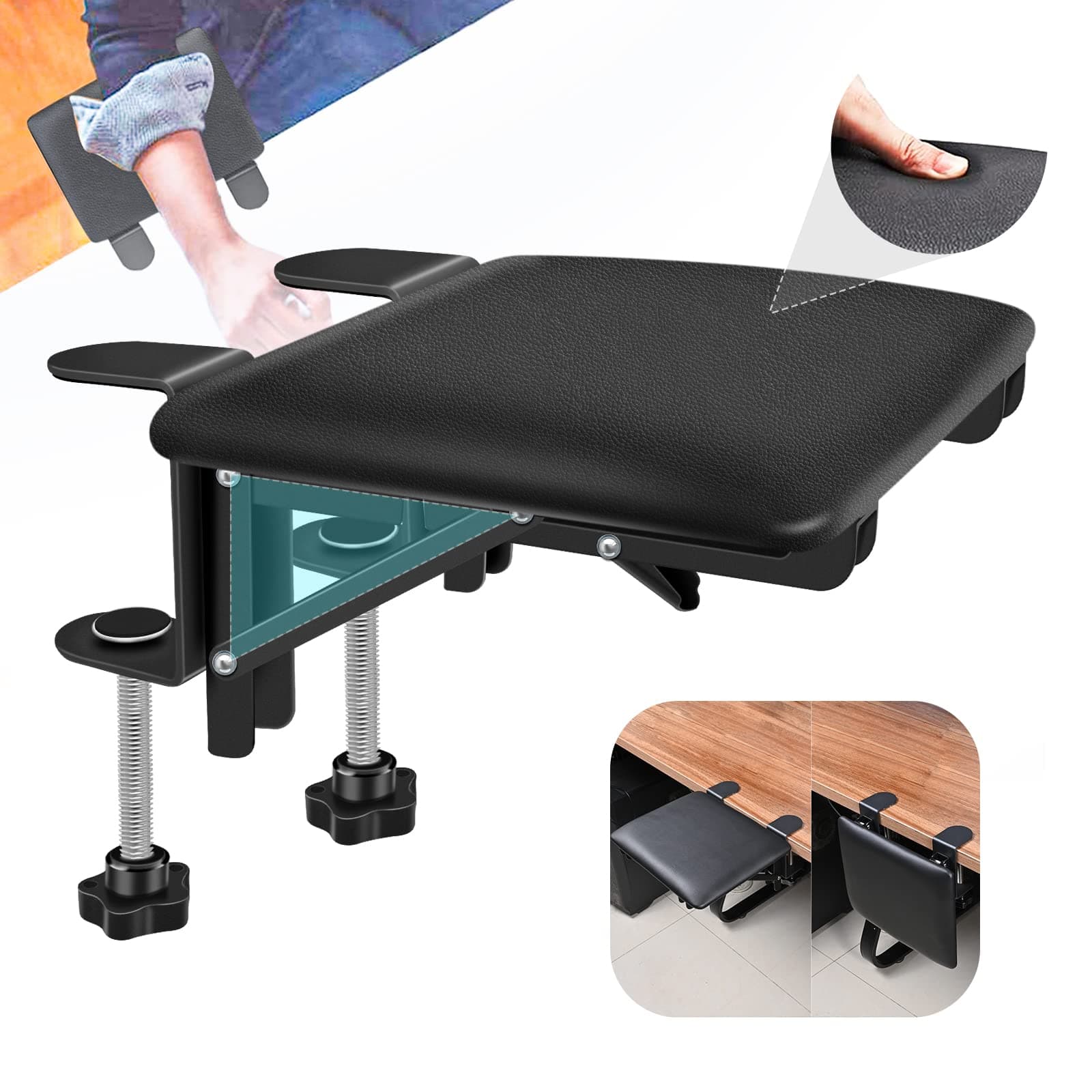 Arm Rest Desk Extender, Ergonomic Foldable Computer Desk Armrest Support Arm Rest Wrist Rest for Home and Office