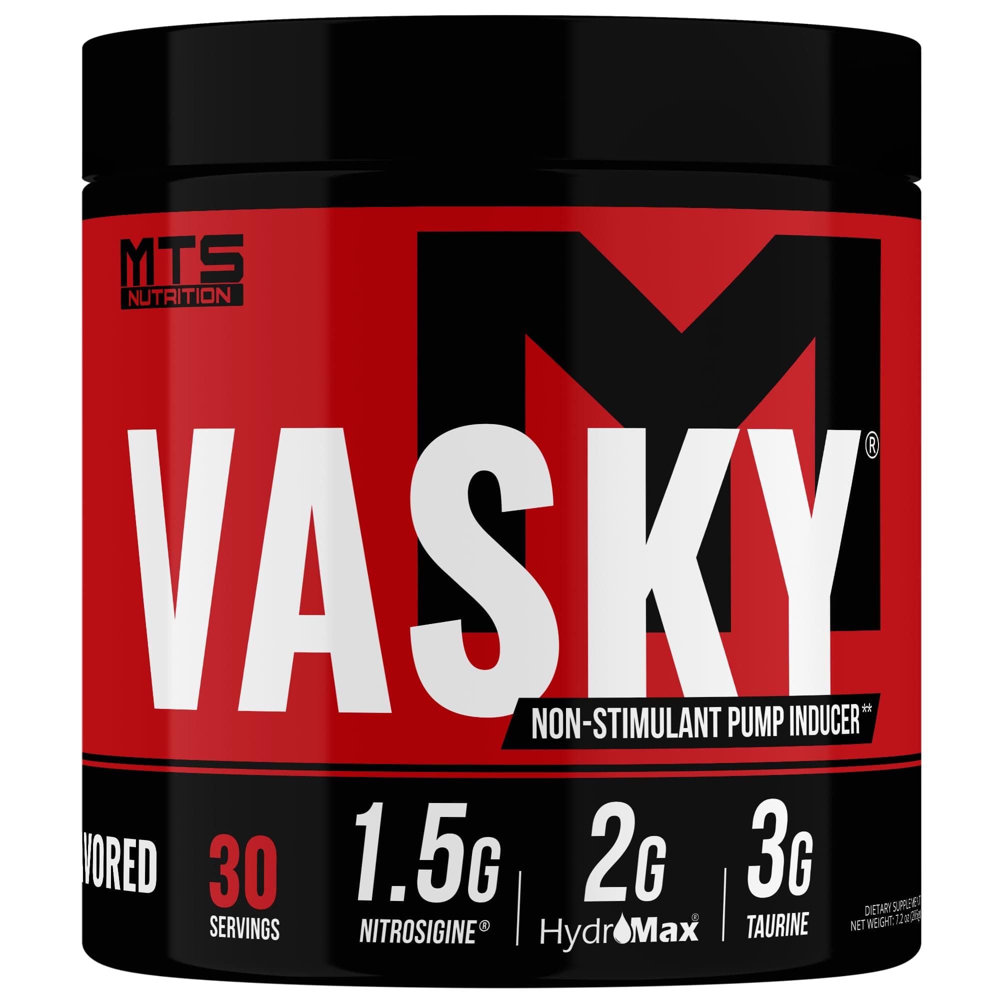 MTS Nutrition Vasky Non-Stimulant Pump Inducer - Muscle Saturating Preworkout - 30 Servings Unflavored