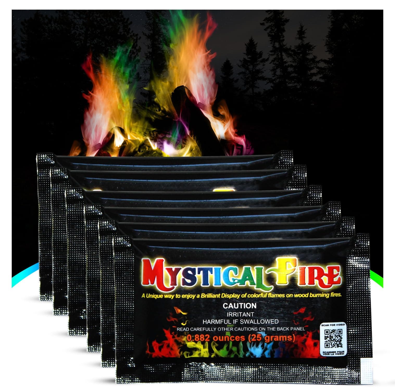 Mystical Fire Color Changing Packets Fire Pits Campfire Long-Lasting Enchanted Multi-Color Magical Family Fun for Indoor Fireplace or Outdoor Use 0.882 Ounces 6 Pack