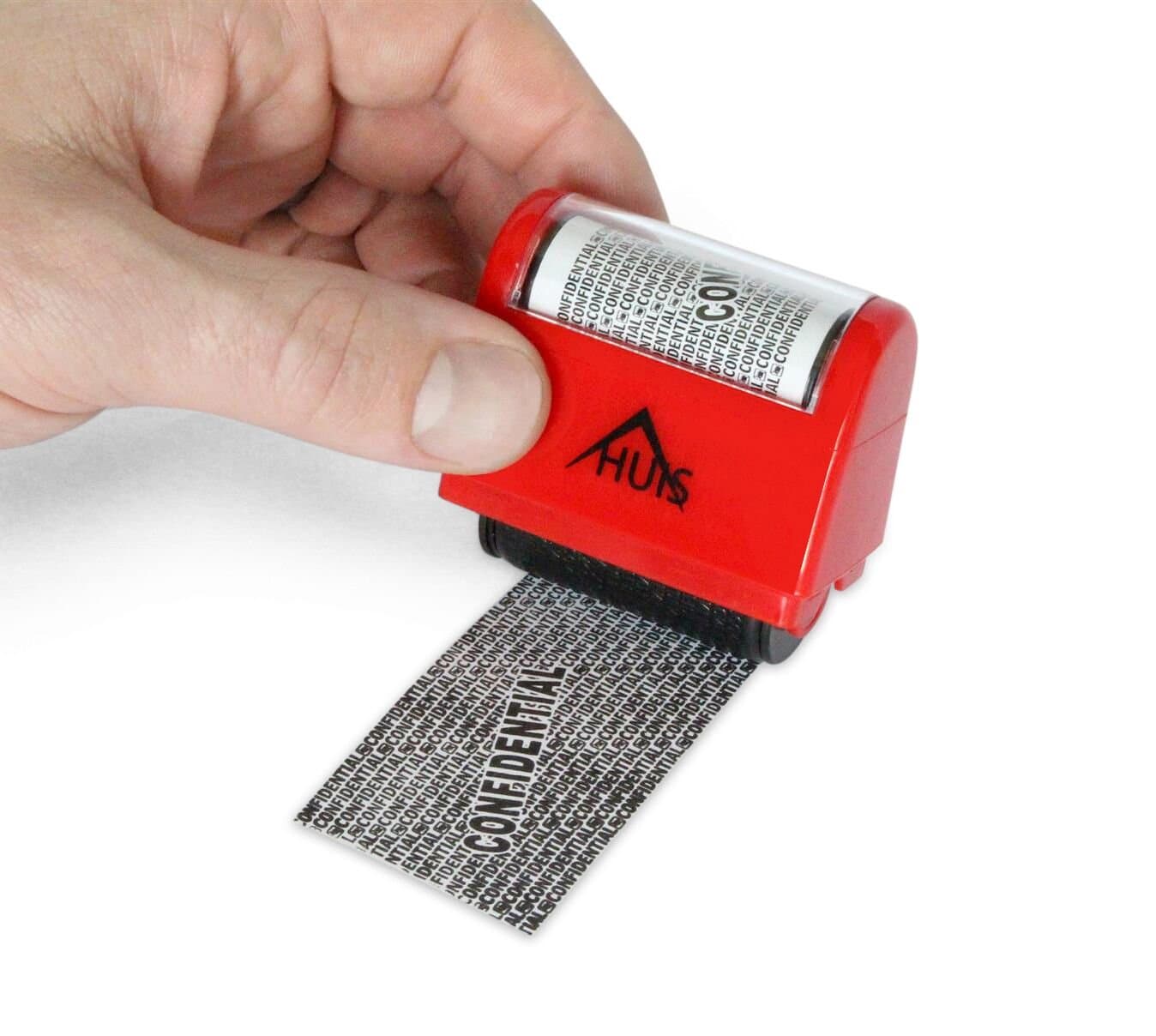 HUIS Confidential Roller Stamp, Identity Theft Stamp Roller, 2-Inch Wide Privacy Protection Roller, Red