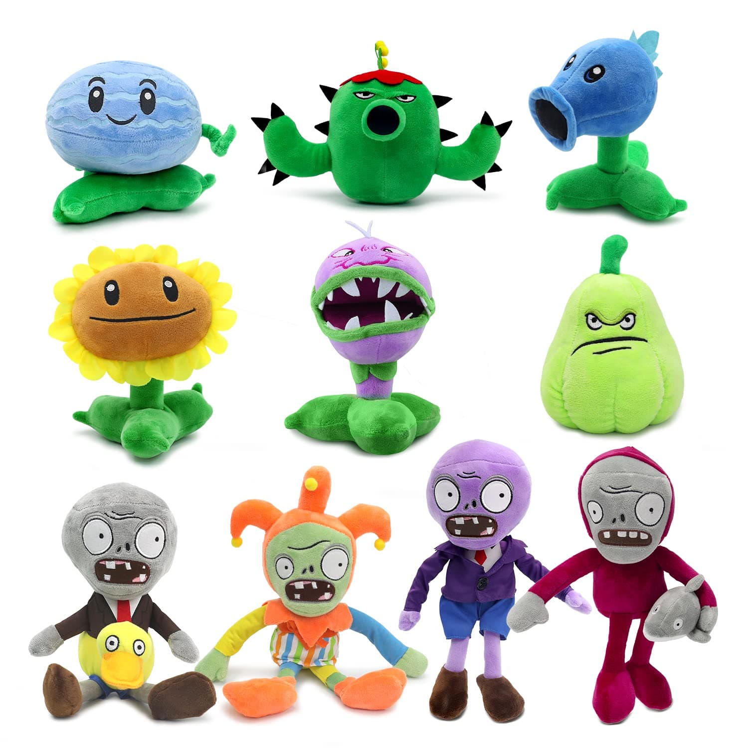 Maikerry 10 Pieces Plants Plush 1&2 PVZ Stuffed Figure Plushies Toy, Great Gifts for Kids Birthday,Halloween and Christmas