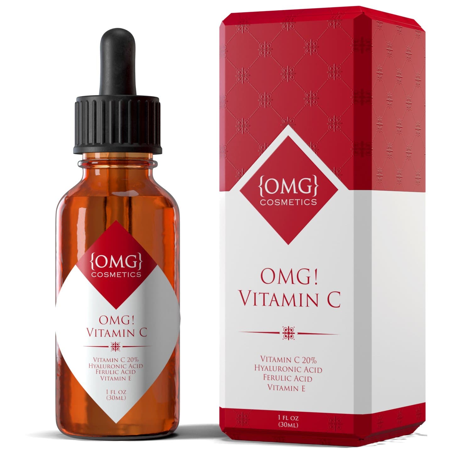 OMG! Vitamin C Facial Serum With Hyaluronic Acid - Advanced Anti Aging Serum & Acne Treatment For Face and Eyes Fades Hyperpigmentation and Age + Sun Spots