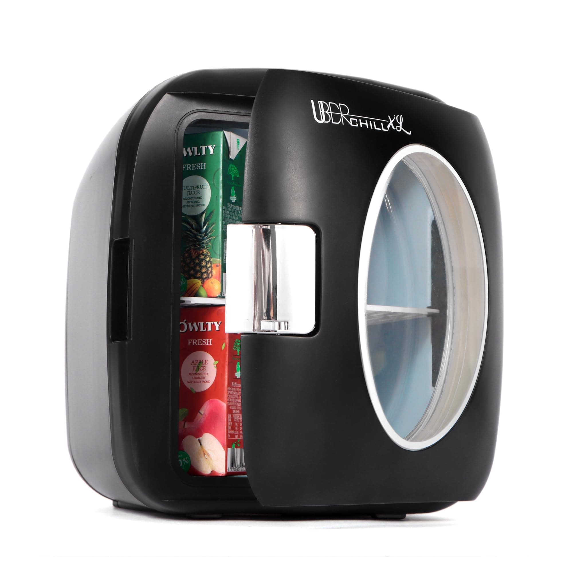 Uber Appliance UB-XL1 Personal Portable Mini Fridge 12 can Thermoelectric Cooler & Warmer for indoor/outdoor - bedroom, office, dorm, car, boat, RV - 110V AC & 12V DC cords included - Matte Black