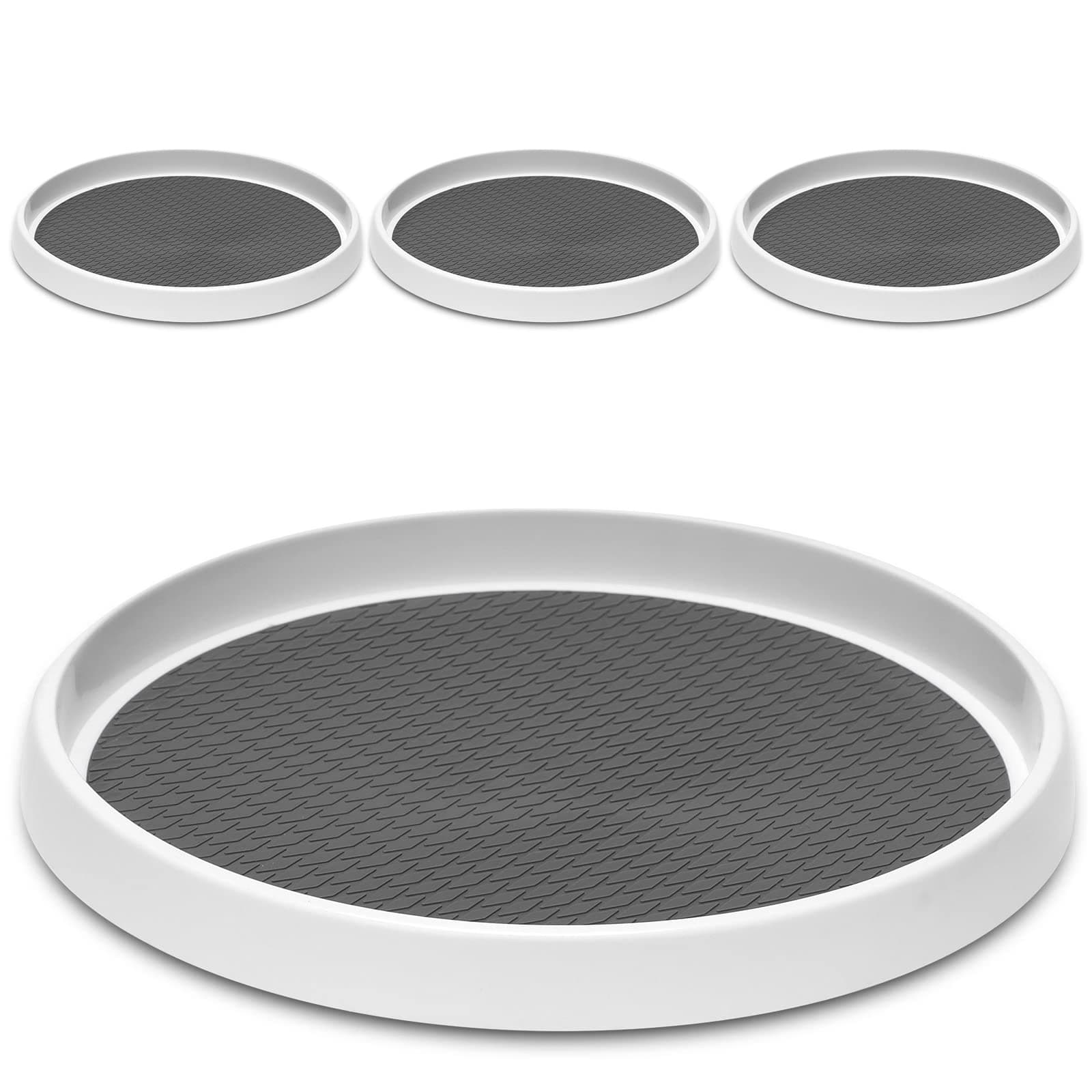 4 Pack 12-Inch Non-Skid Turntable Lazy Susan Organizer - Spinning Rack for Cabinet, Table Top, Pantry, Kitchen, Fridge, Vanity, Countertop, Under Sink, Spice Spinner
