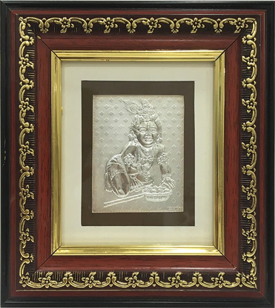 Silver Picture in Frames Ladoo Gopal 8"x8"