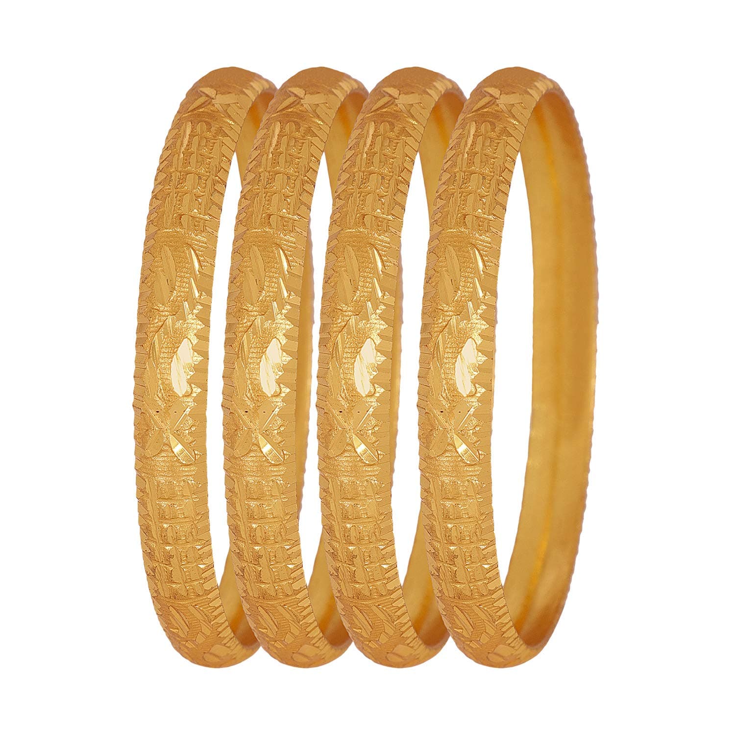Shining Diva Fashion Set of 4 Latest One Gram Gold Plated Traditional Bangles for Women and Girls