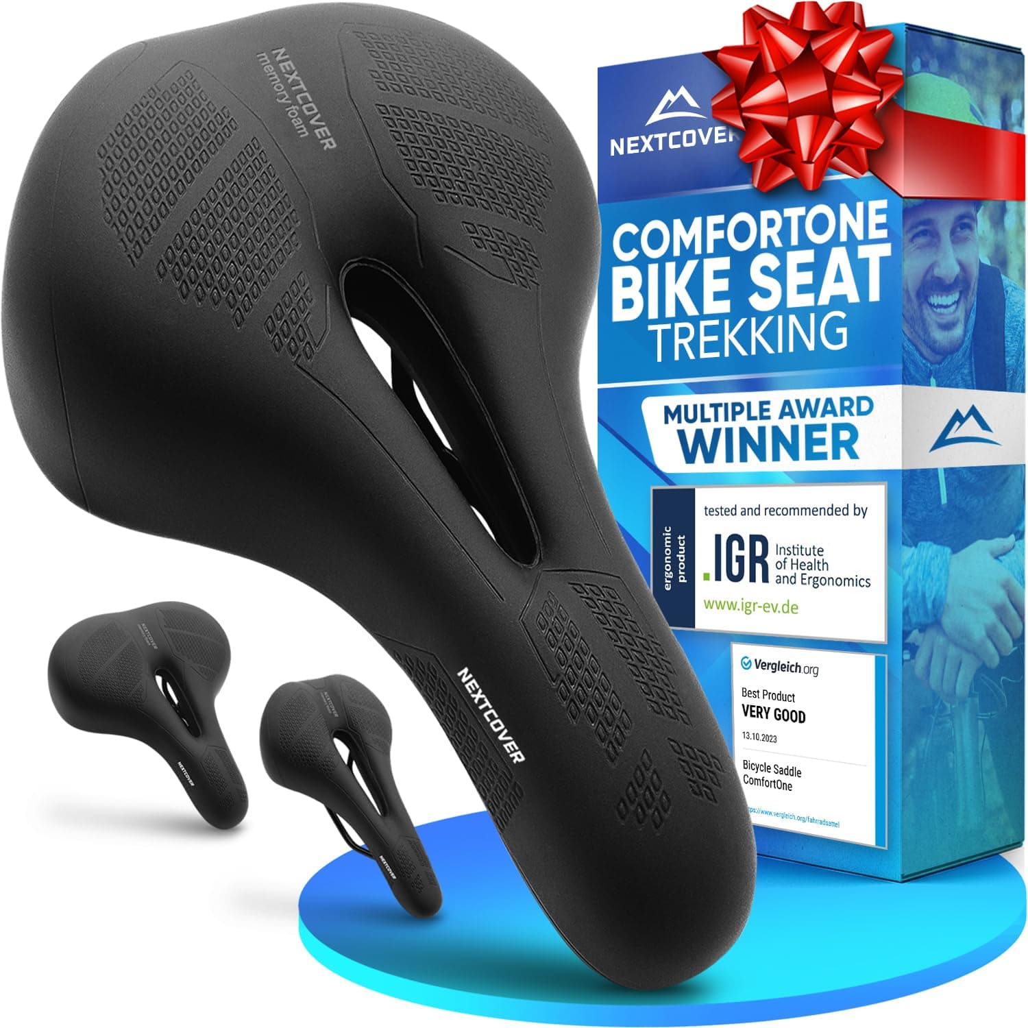 NEXTCOVER® Bike Seat with Memory Foam 2.0 and [Volume-Air] Suspension I Maximum Riding Comfort I Bike seat Cushion for Men & Women I Mountain Bike Saddle, Exercise Bike, Road Bike Seat, Bicycle Seat