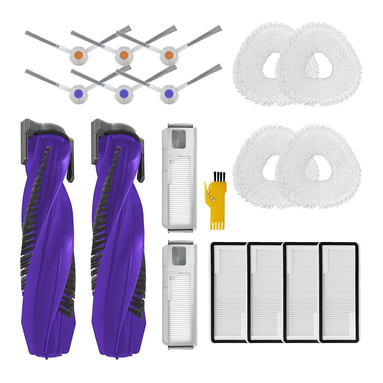 Replacement Accessories Kit for Narwal Freo X Ultra Robot Vacuum Cleaner 18 Packs 2 Main Brush, 4 Filters, 6 Side Brushes, 4 Mop Cloths, 2 Dust Bags