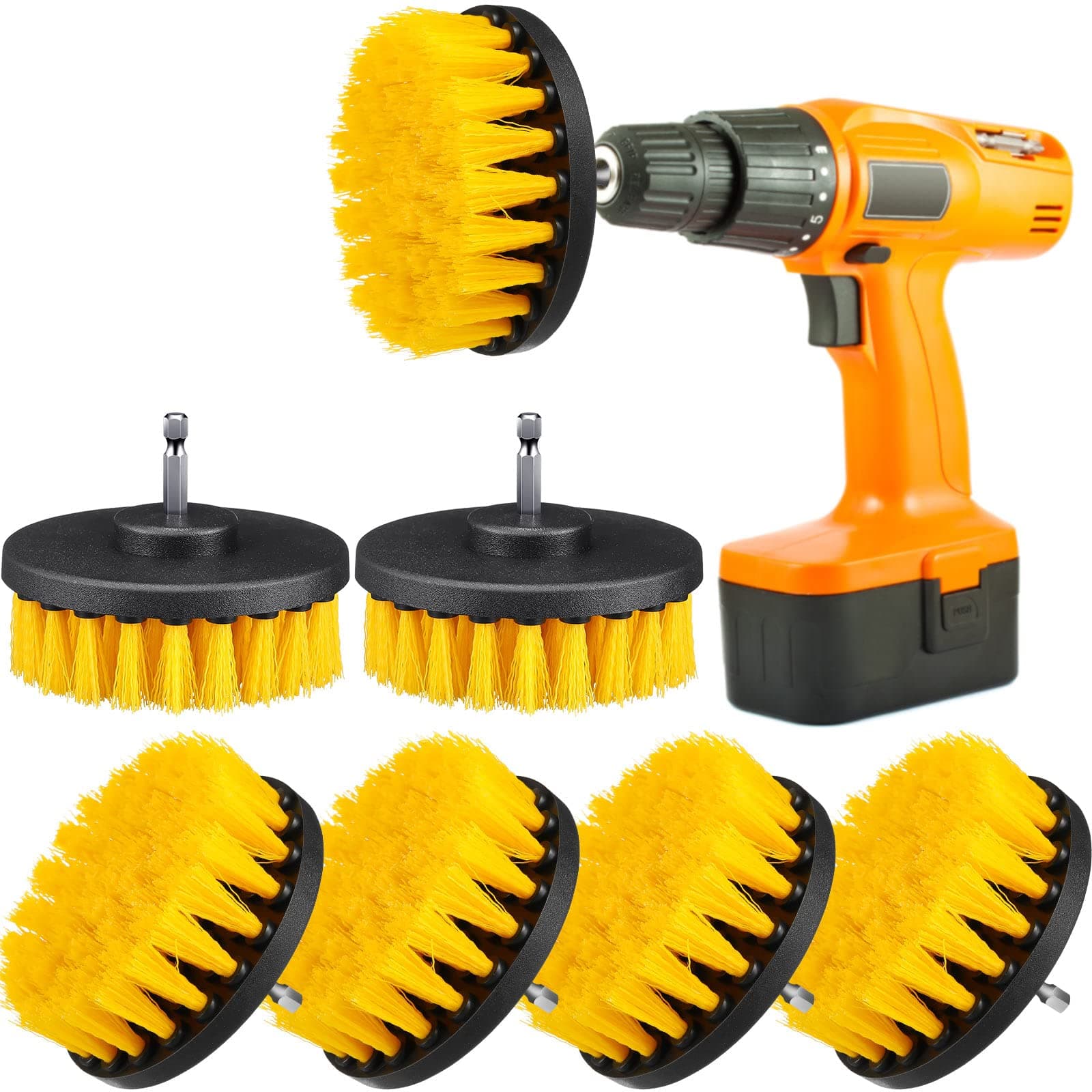 6 Pcs Drill Brush Attachment Power Scrubber Cleaning Kit Multi Purpose Set Brushes for Bathroom Surfaces Tub Grout Shower Kitchen Tile Auto Car Boat