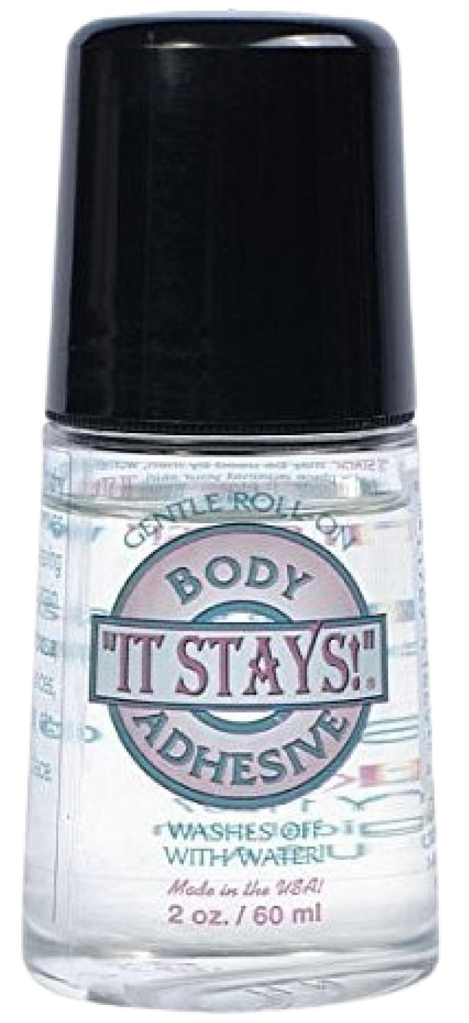 It Stays! Butt Glue for Dancers Roll On - Body Adhesive Glue Applicator for Wigs, Socks, Stockings, Leotards, Bras, Costumes and Clothing - Made in USA - 2 oz