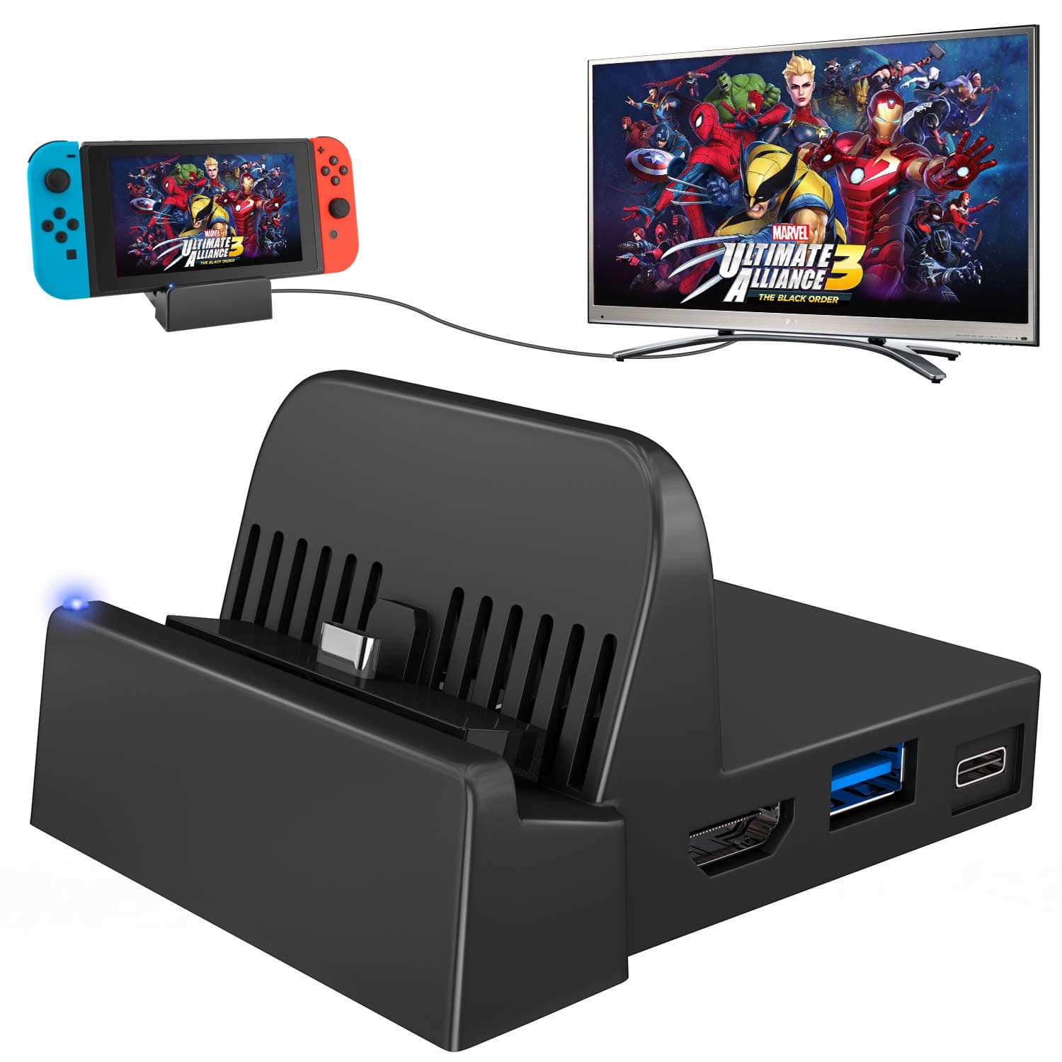 UKor Switch Dock, Portable Mini Switch TV Docking Station Charging Stand Replacement for Nintendo Switch Dock Set, Compact Switch to HDMI with Extra USB 3.0 Port (Upgraded Version)