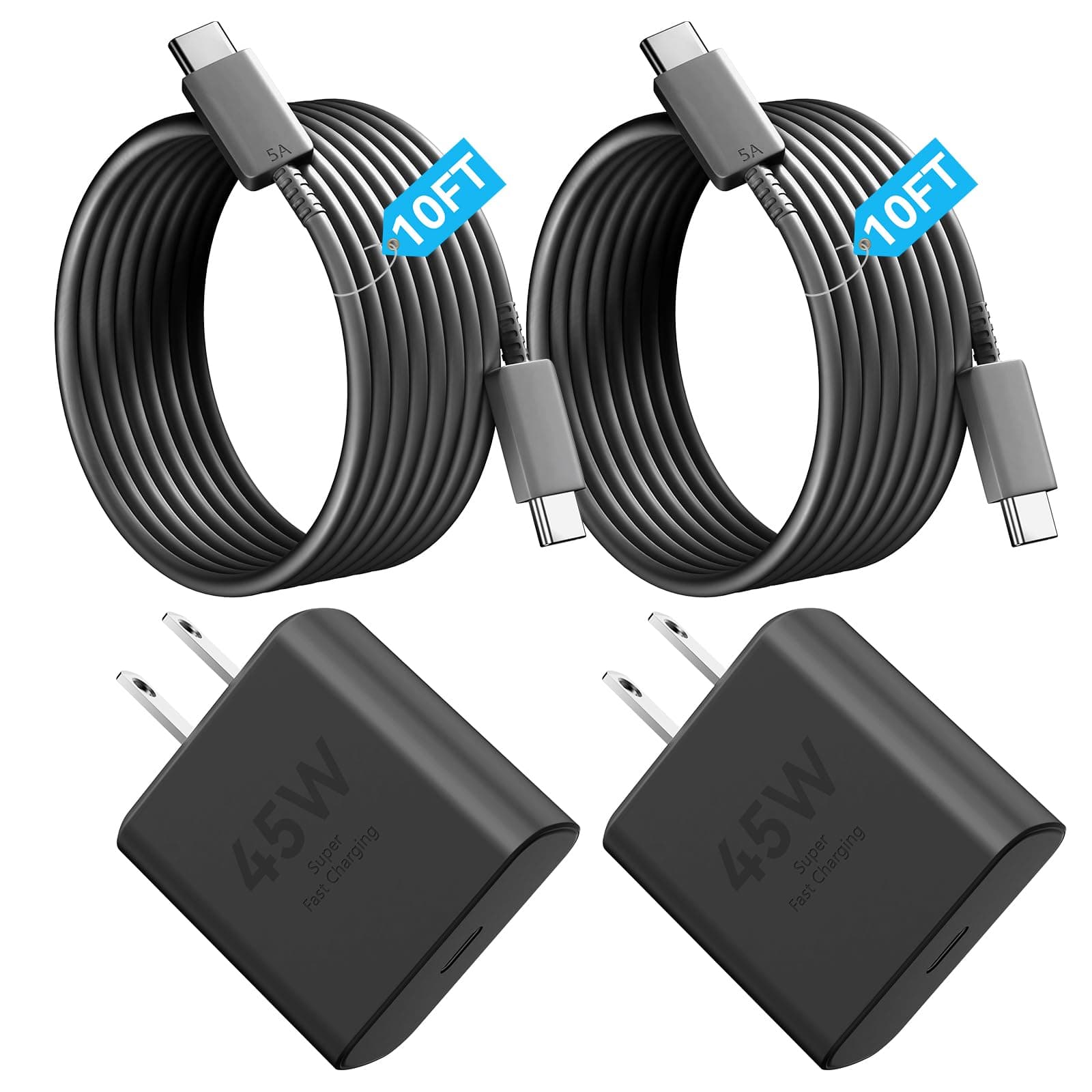 Phone 16 Charger, 45W Super Fast Charging USB C Chargers for 1Phone 16/15 Pro Max 10ft Type C Charge Cord with PD Fast Charger Block for Phone 16/16 Pro/16 Pro Max/16 Plus,iPad, Galaxy S24/S23