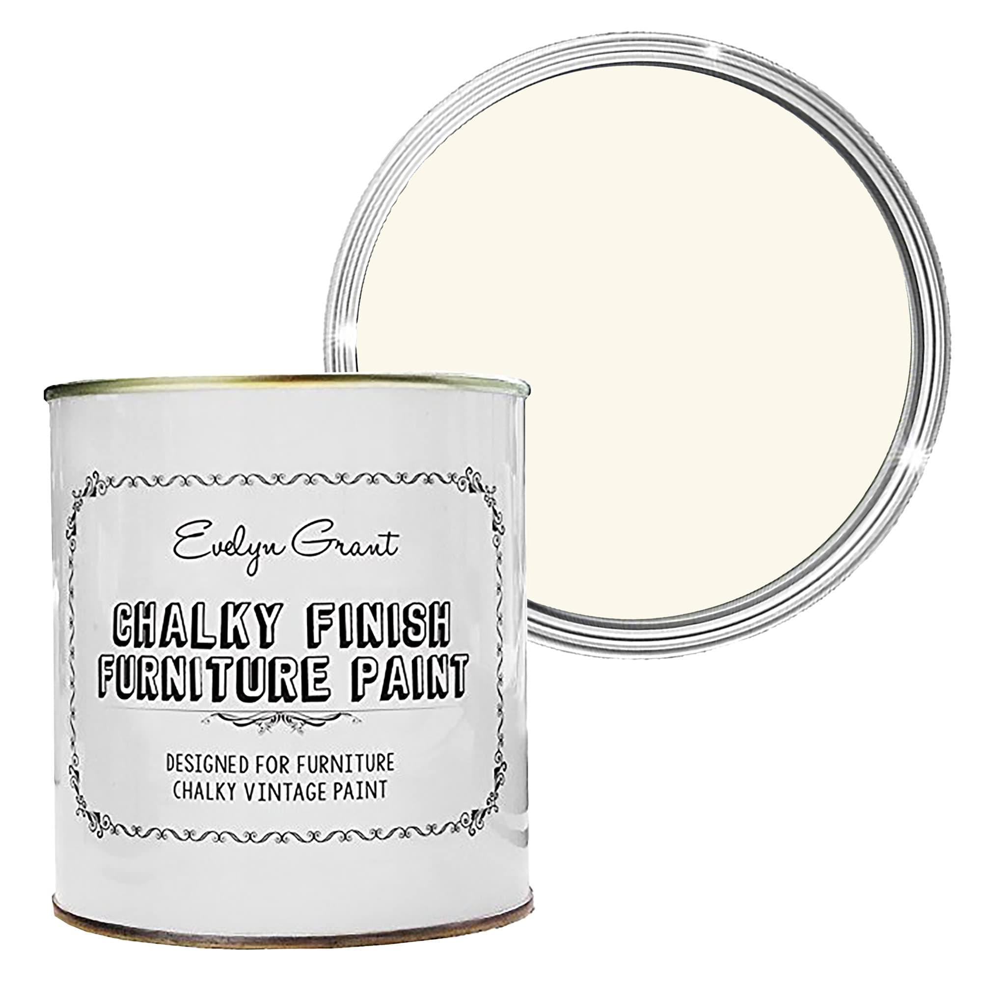 Evelyn GrantChalk Furniture Paint | 500ml in 30+ Colours | Ultra-Premium Protection for Furniture & Cupboard | Interior & Exterior Wood Paint | Vintage Chalky Matt Finish (Creamy White)