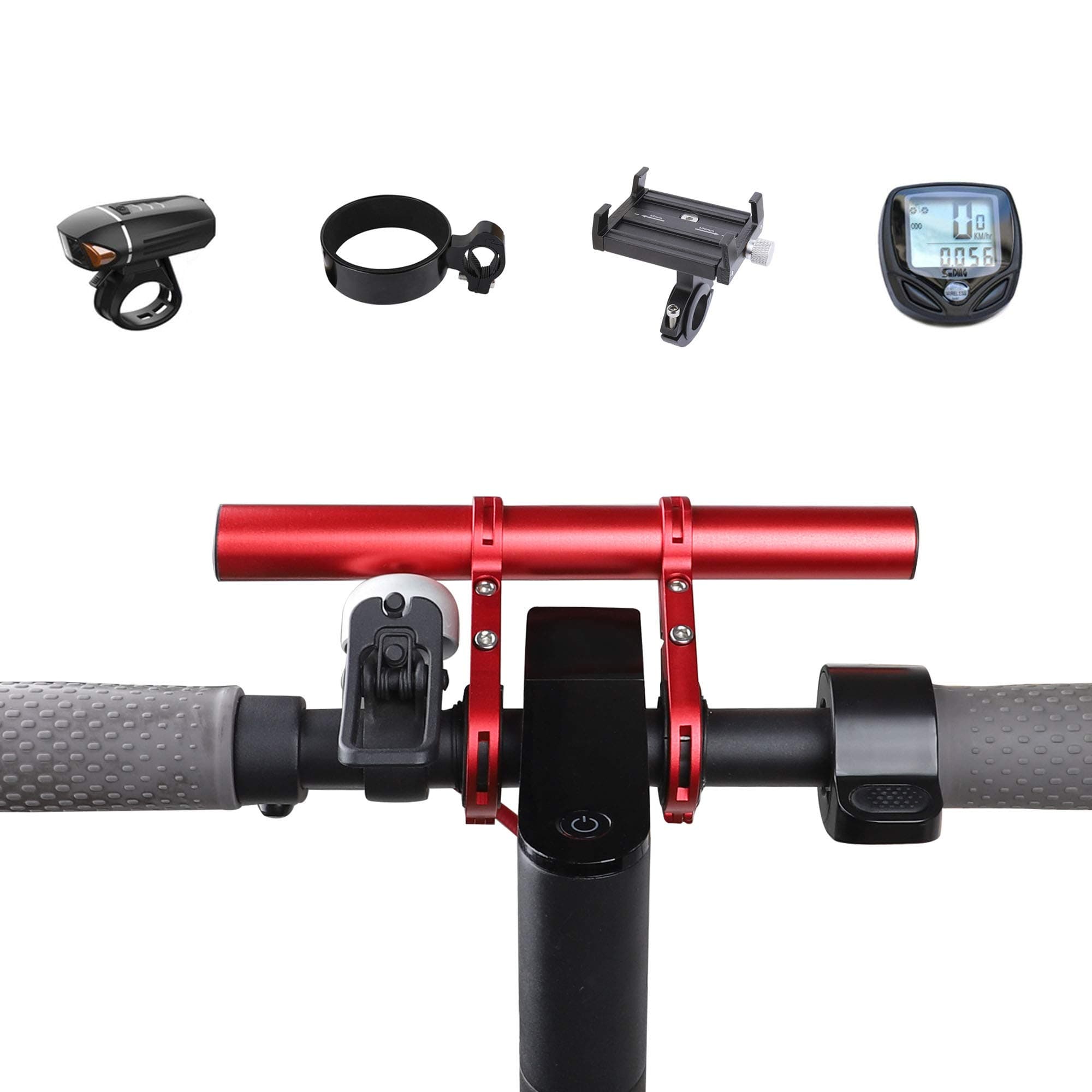 Atuka Handlebar Extender Bicycle Extension Bar Aluminum Alloy Bracket Red Space Saver Use For XIAOMI M365,Ninebot ES1 ES2,Mountain Bicycle