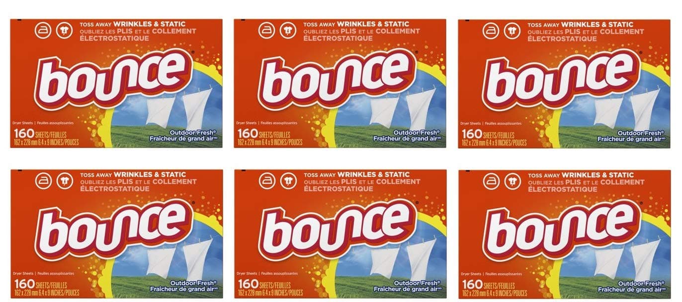 Bounce Fabric Softener Sheets, Outdoor Fresh, 160 Count (Pack of 6)