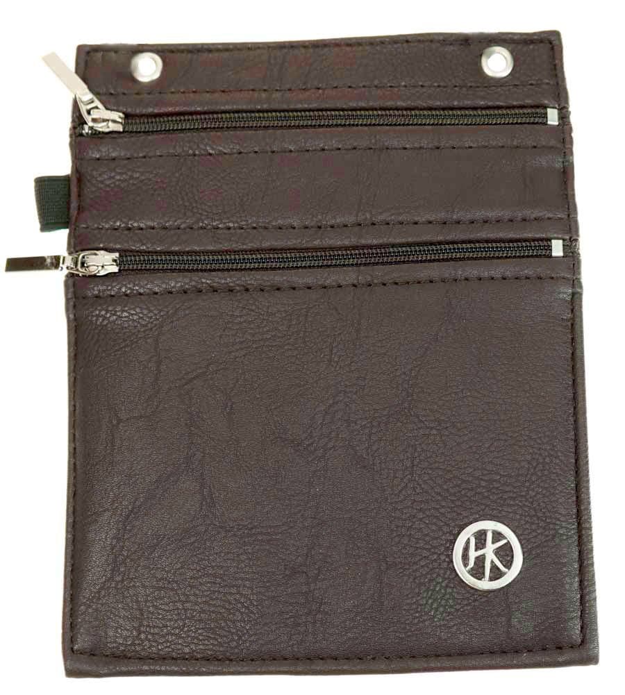 Double Zipper Hip Klip - XL with Elastic Loop - Dark Brown - Faux Leather